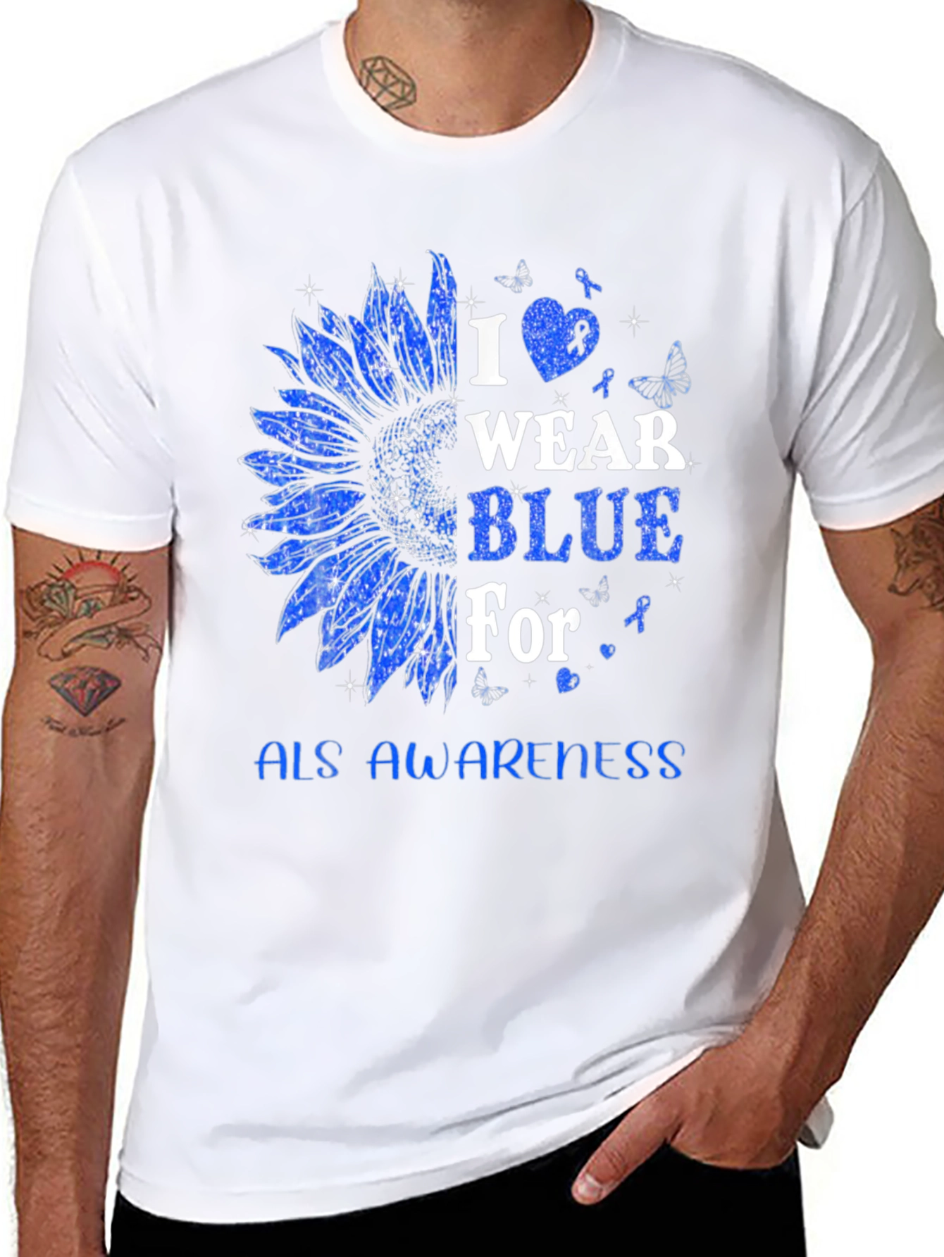 ALS Awareness Blue Sunflower T-Shirt