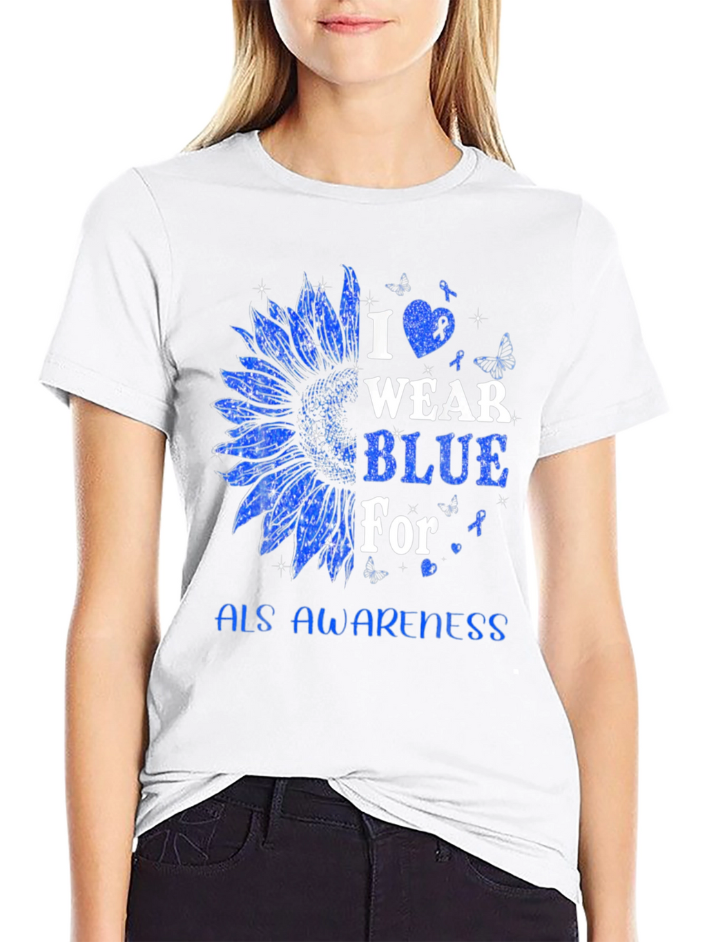 ALS Awareness Blue Sunflower T-Shirt