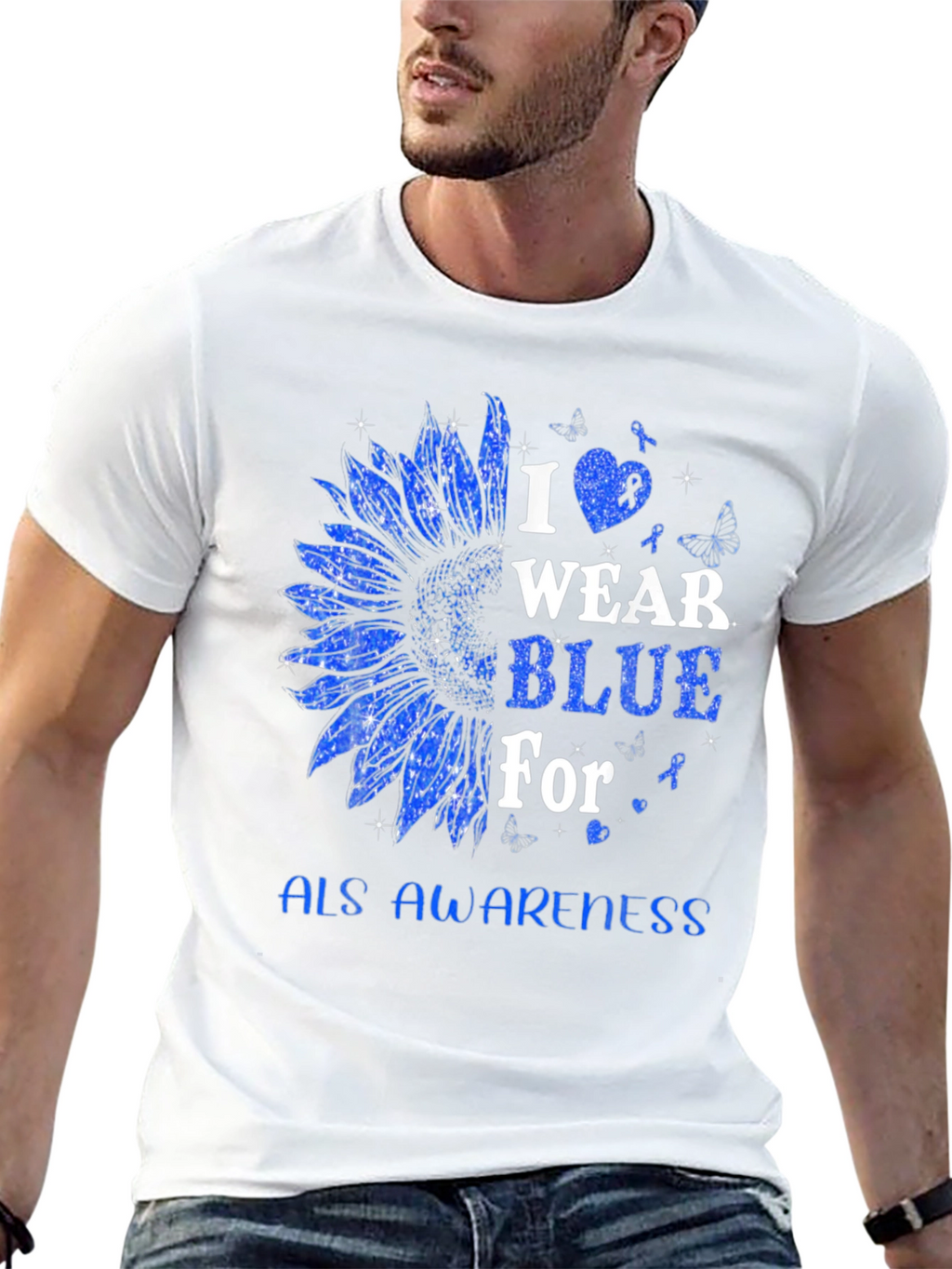 ALS Awareness Blue Sunflower T-Shirt