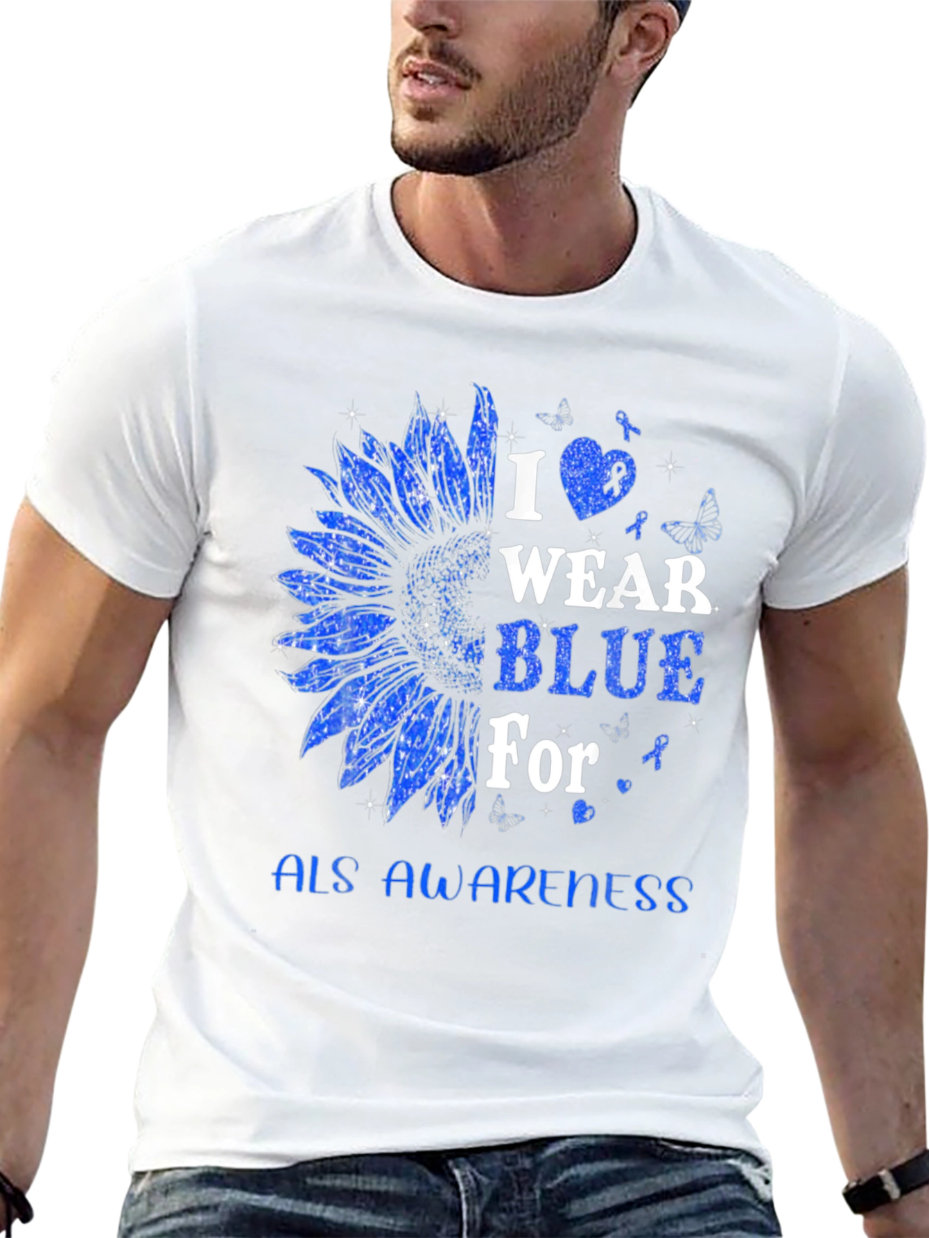 ALS Awareness Blue Sunflower T-Shirt