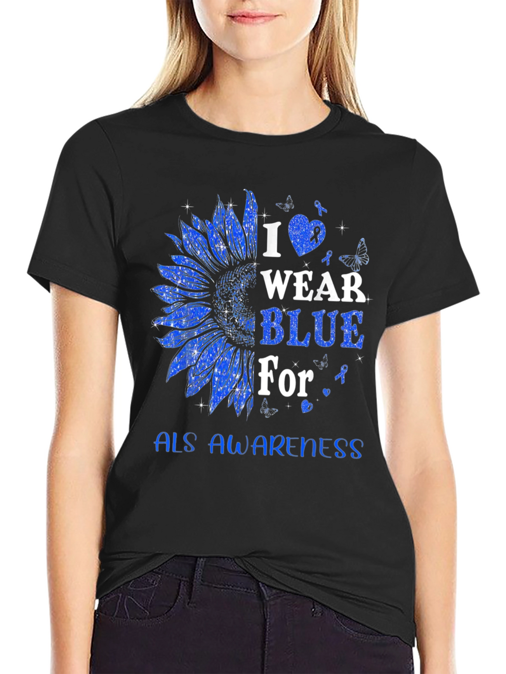 ALS Awareness Blue Sunflower T-Shirt