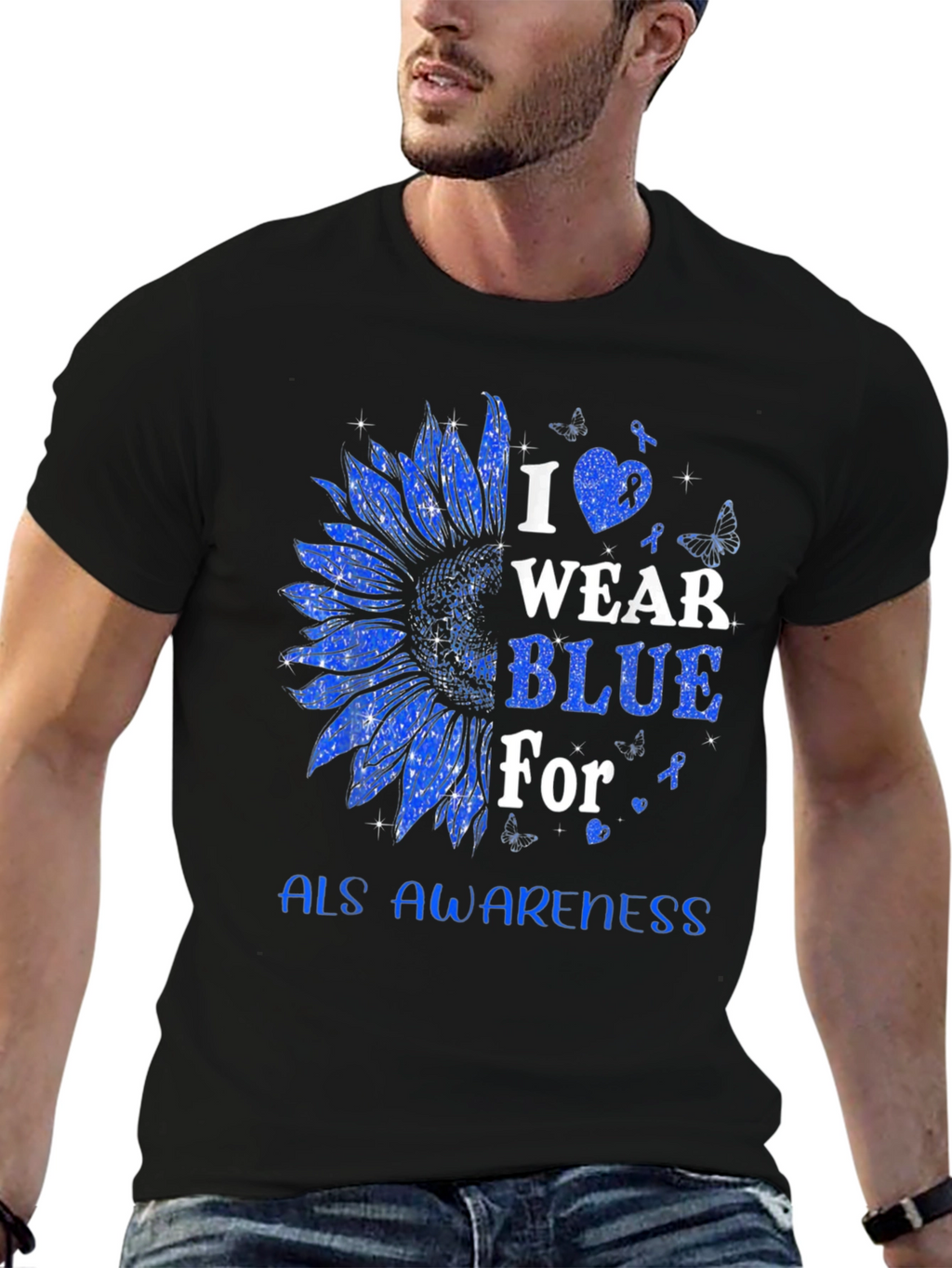 ALS Awareness Blue Sunflower T-Shirt