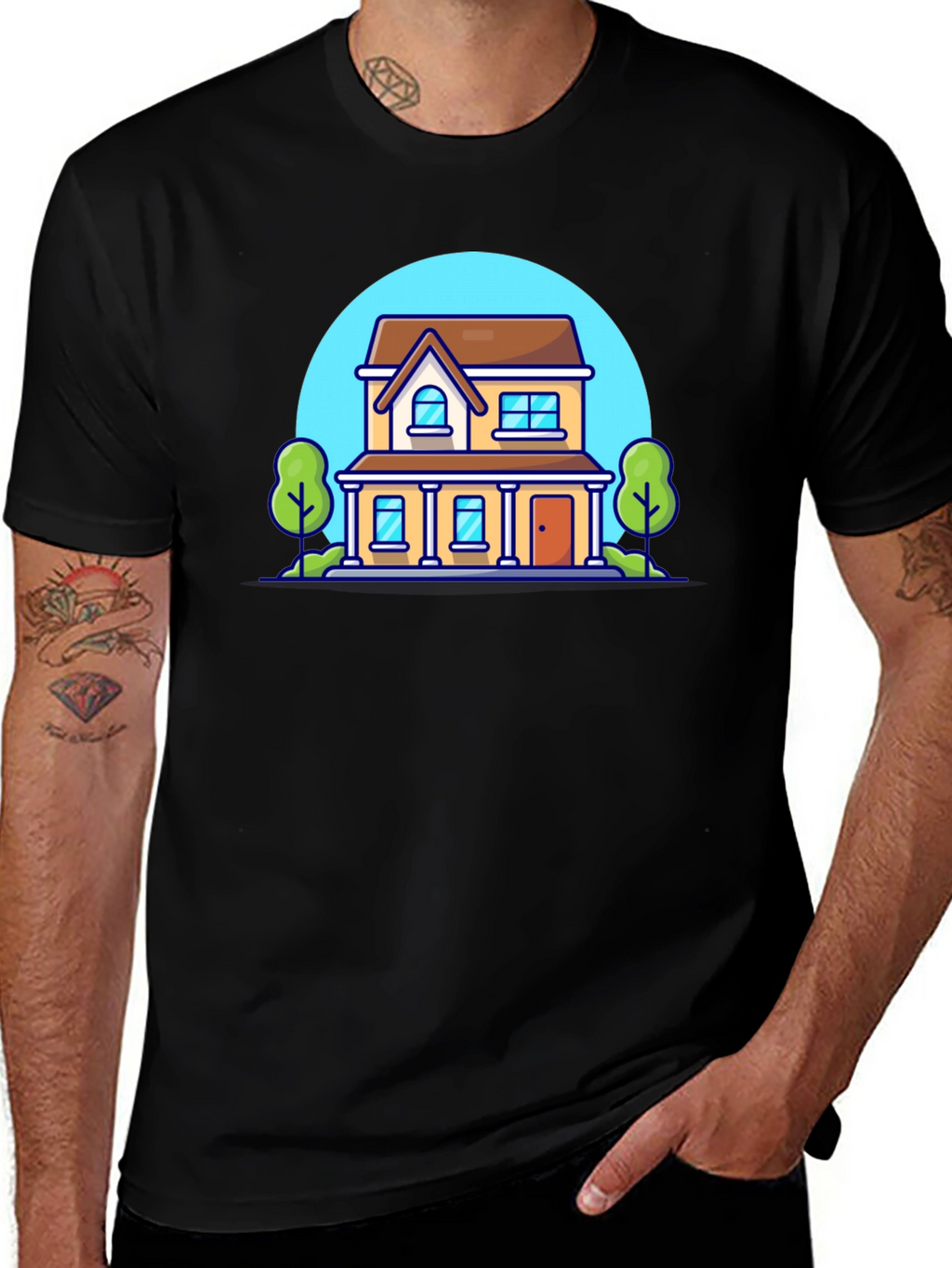 Cartoon House Graphic T-Shirt