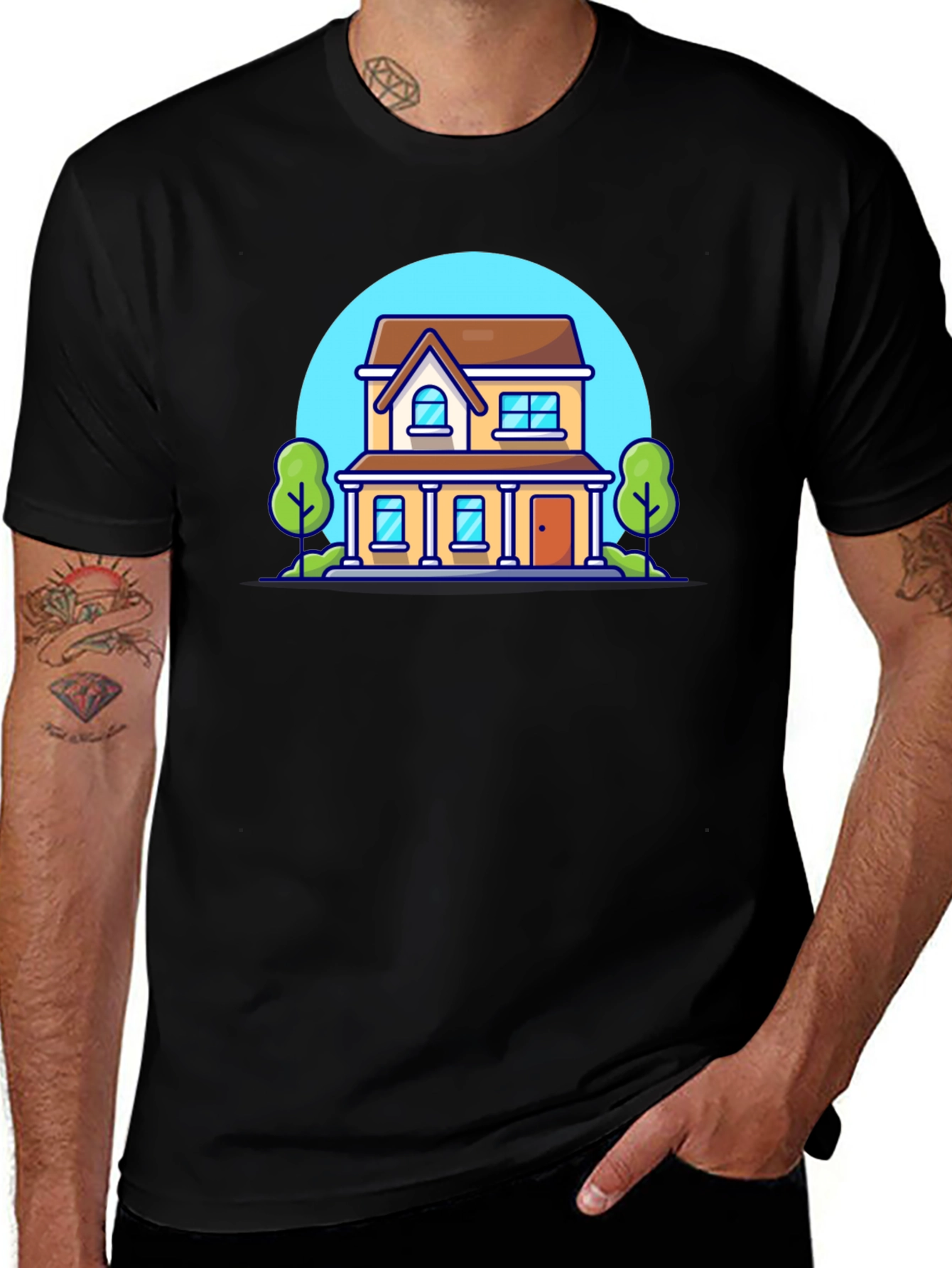 Cartoon House Graphic T-Shirt