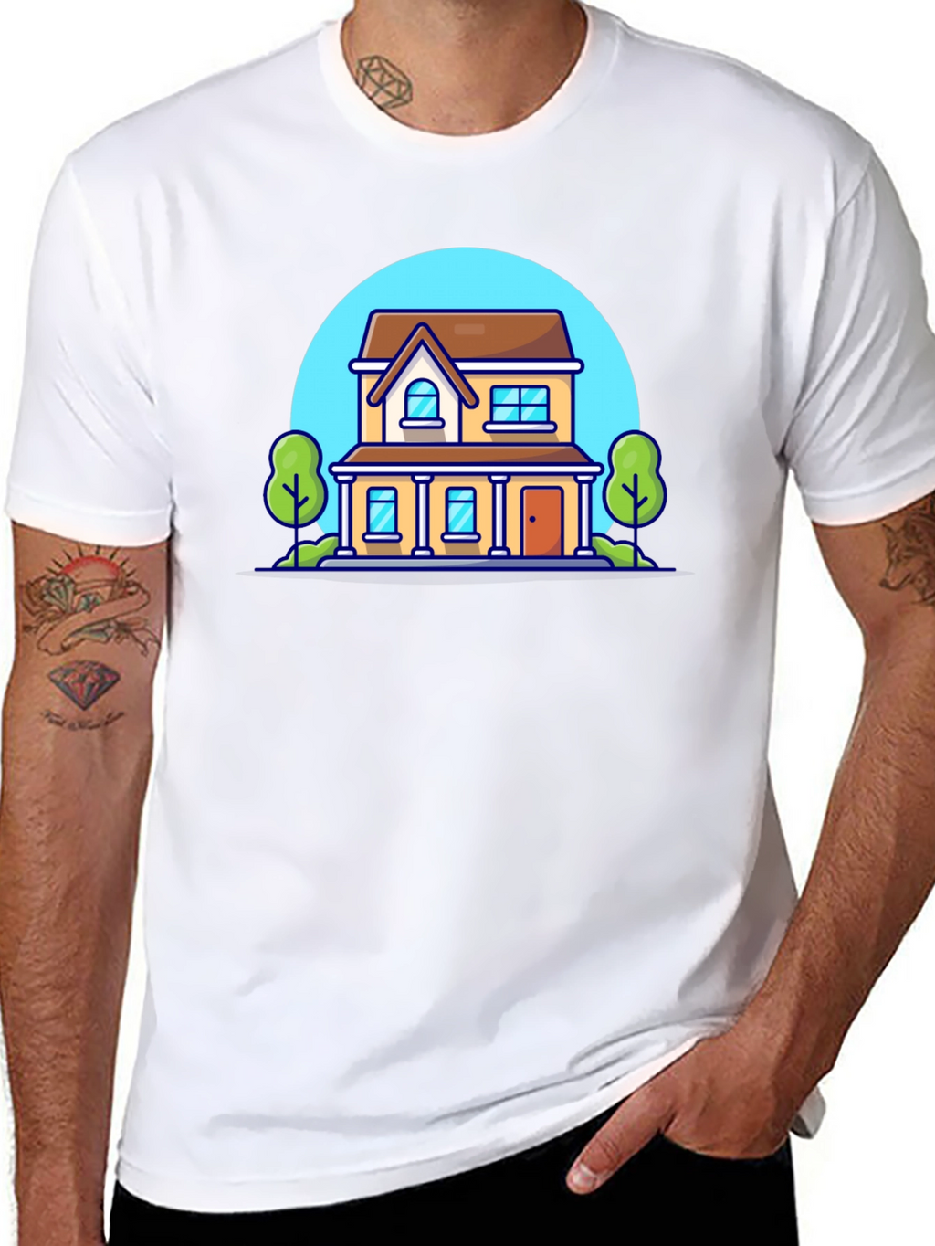 Cartoon House Graphic T-Shirt
