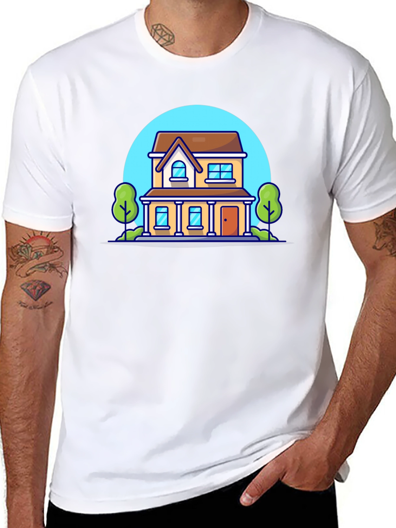 Cartoon House Graphic T-Shirt