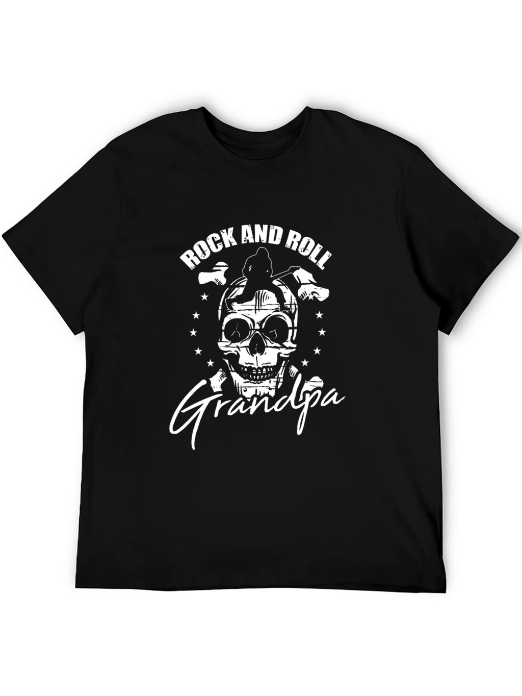 Rock and Roll Grandpa T-Shirt - Skull Graphic Tee