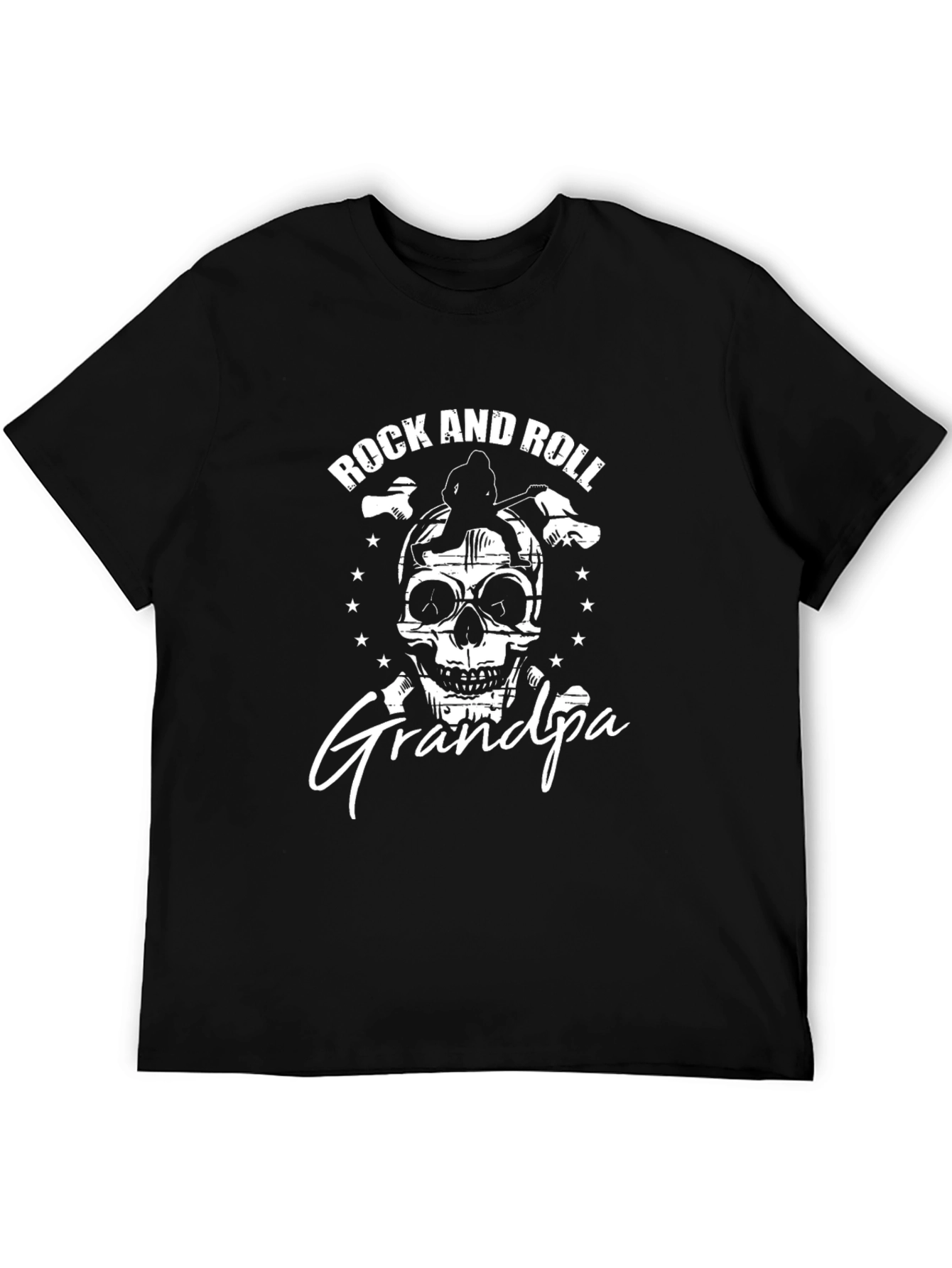 Rock and Roll Grandpa T-Shirt - Skull Graphic Tee