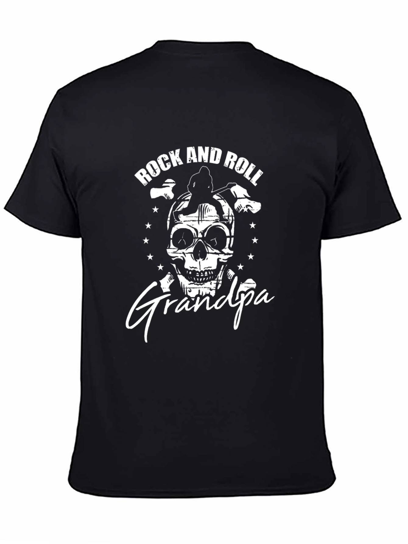 Rock and Roll Grandpa T-Shirt - Skull Graphic Tee