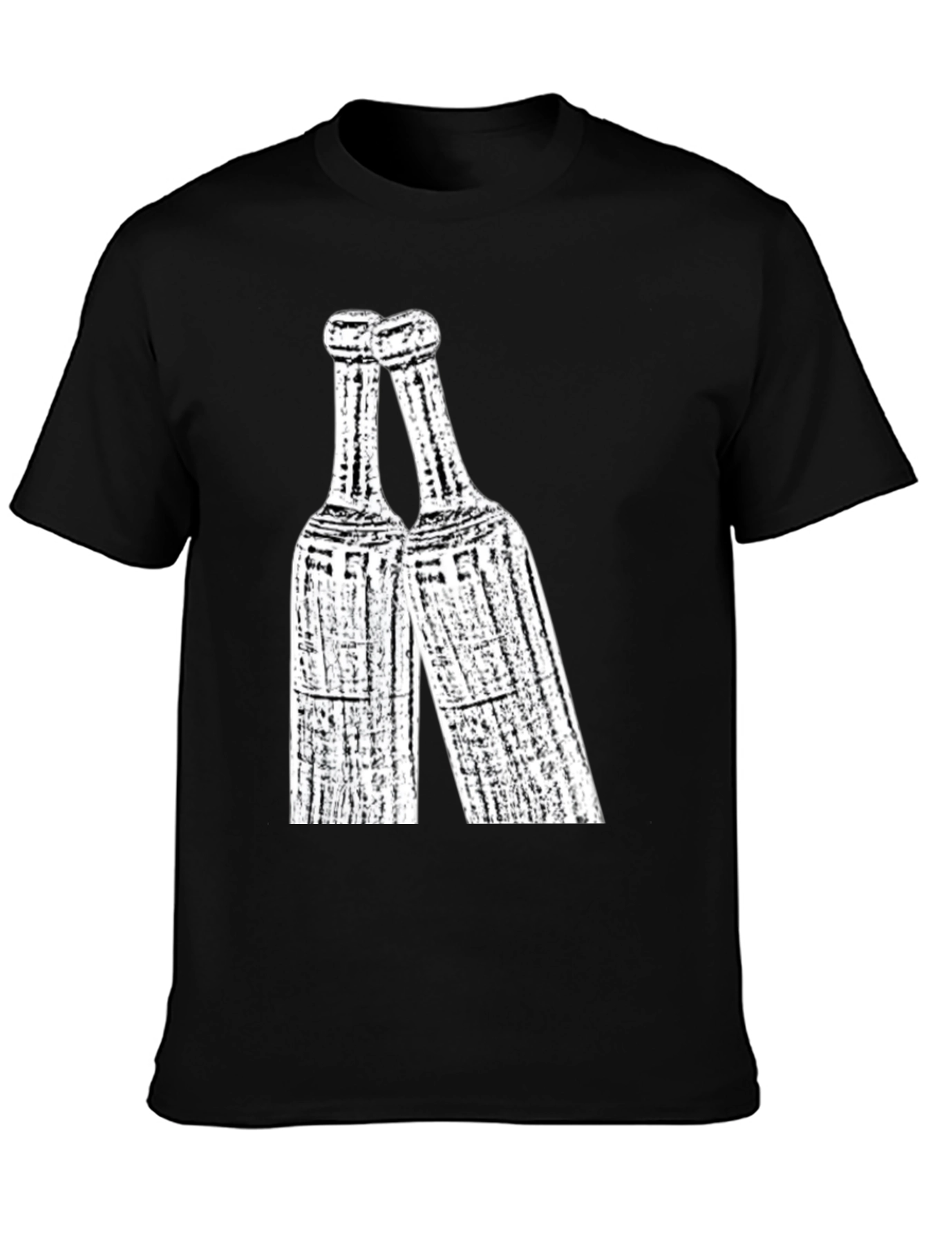 Toasting Bottles Graphic Tee - Black Cotton T-Shirt