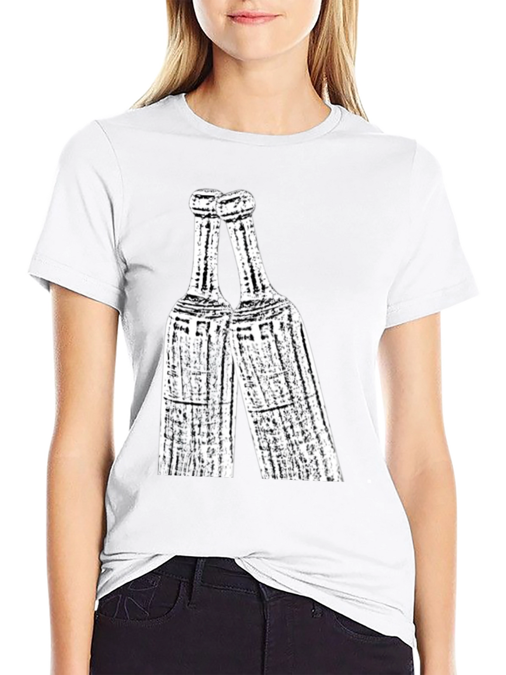 Toasting Bottles Graphic Tee - Black Cotton T-Shirt