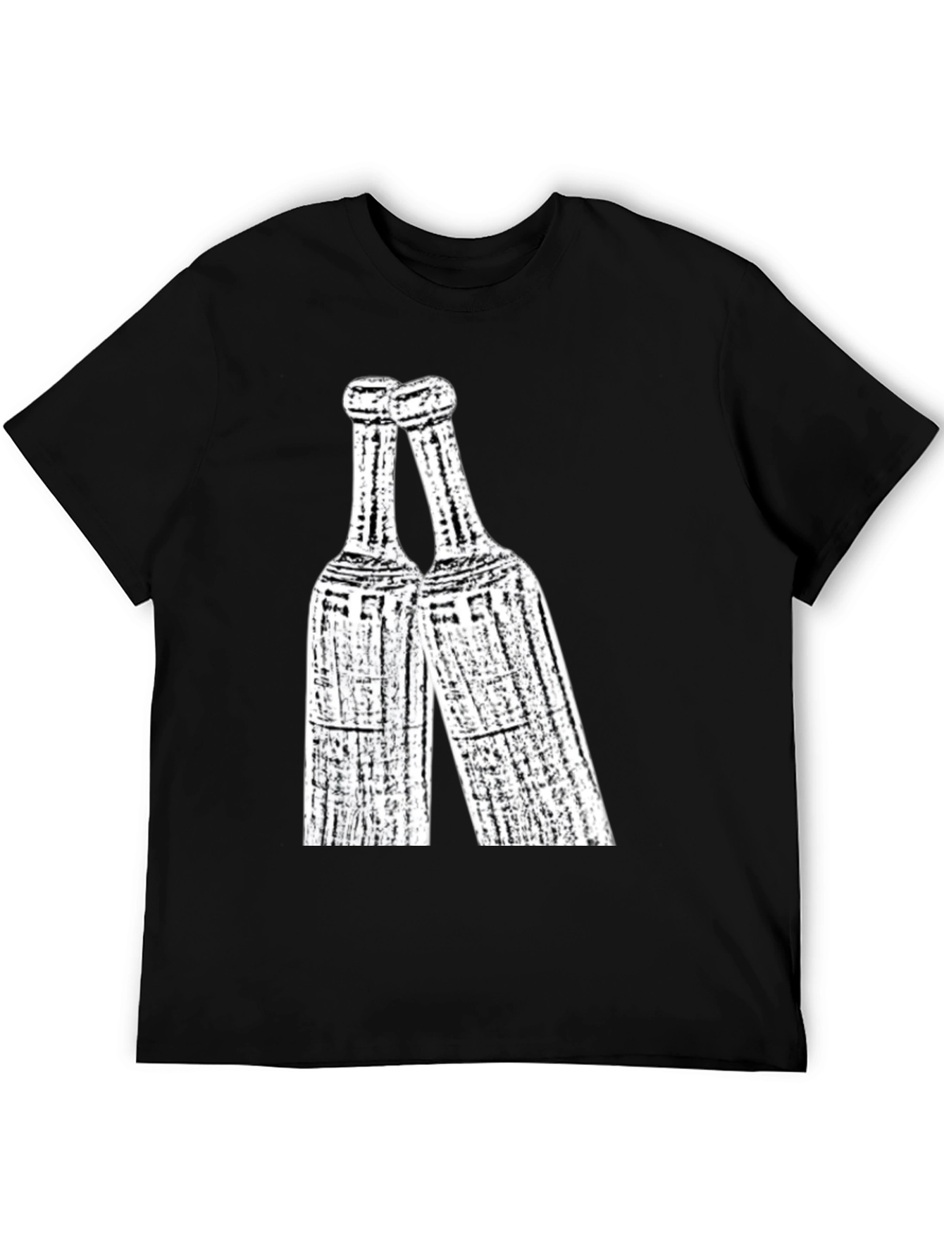 Toasting Bottles Graphic Tee - Black Cotton T-Shirt