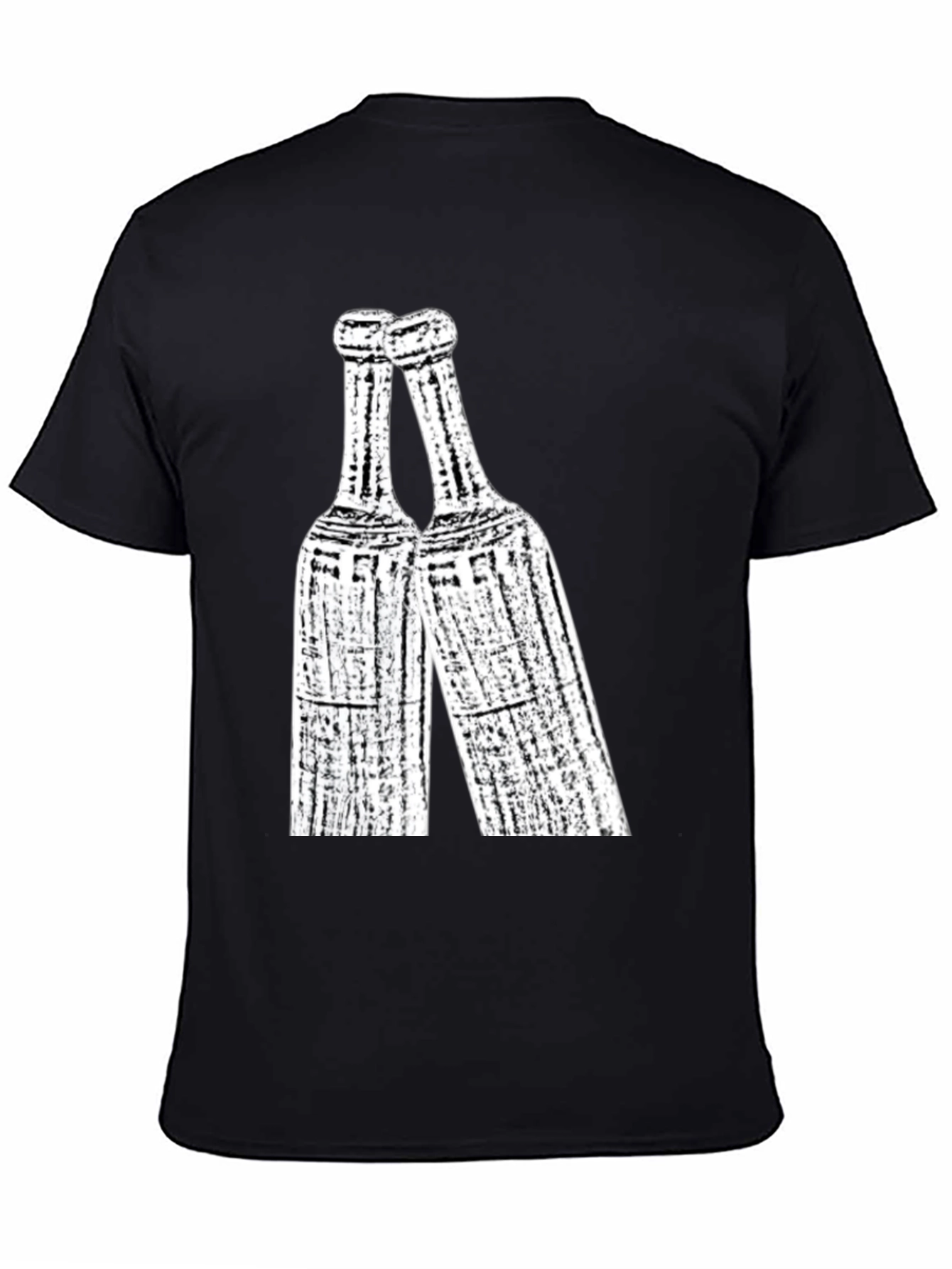 Toasting Bottles Graphic Tee - Black Cotton T-Shirt