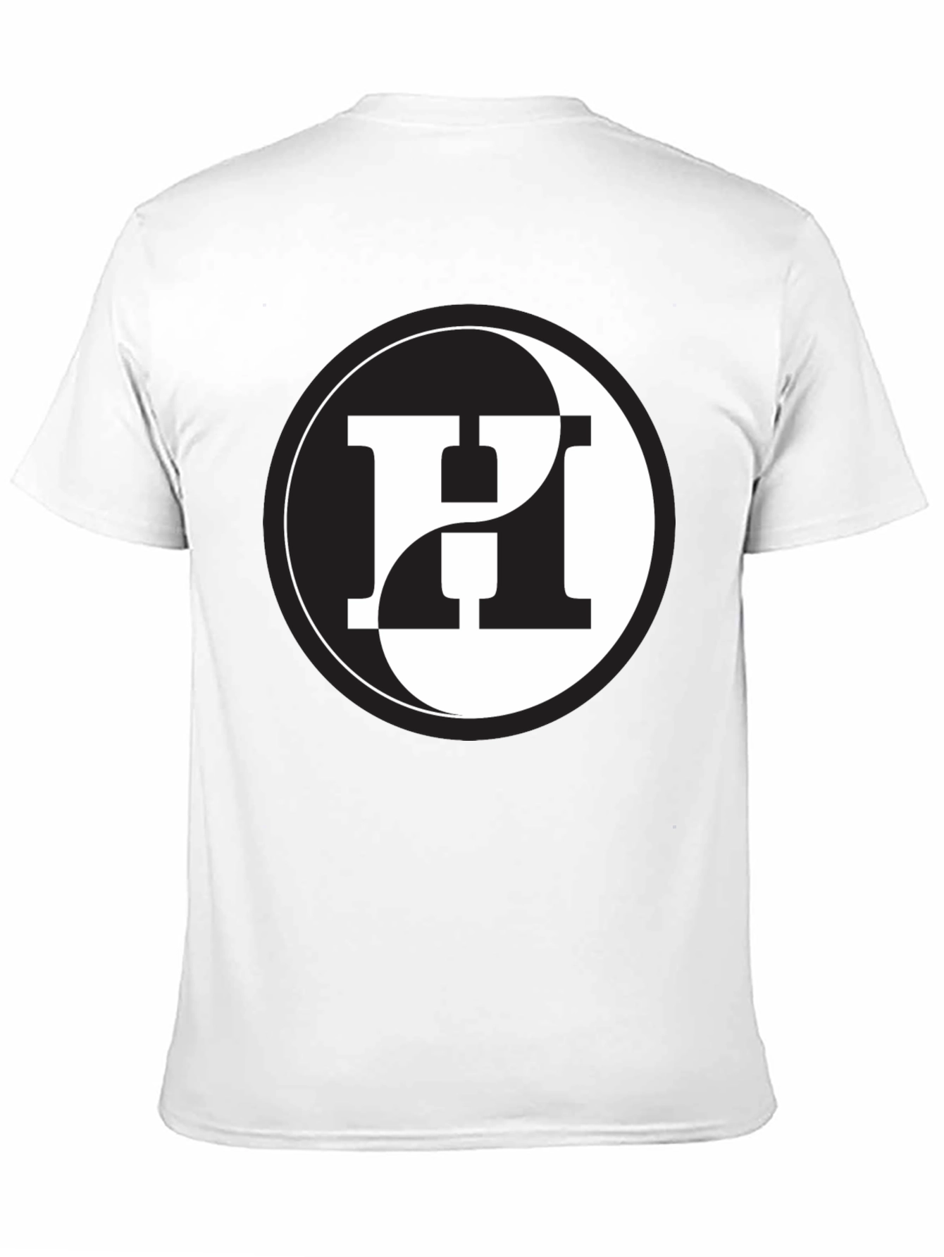 Yin Yang H Letter Graphic Black T-Shirt