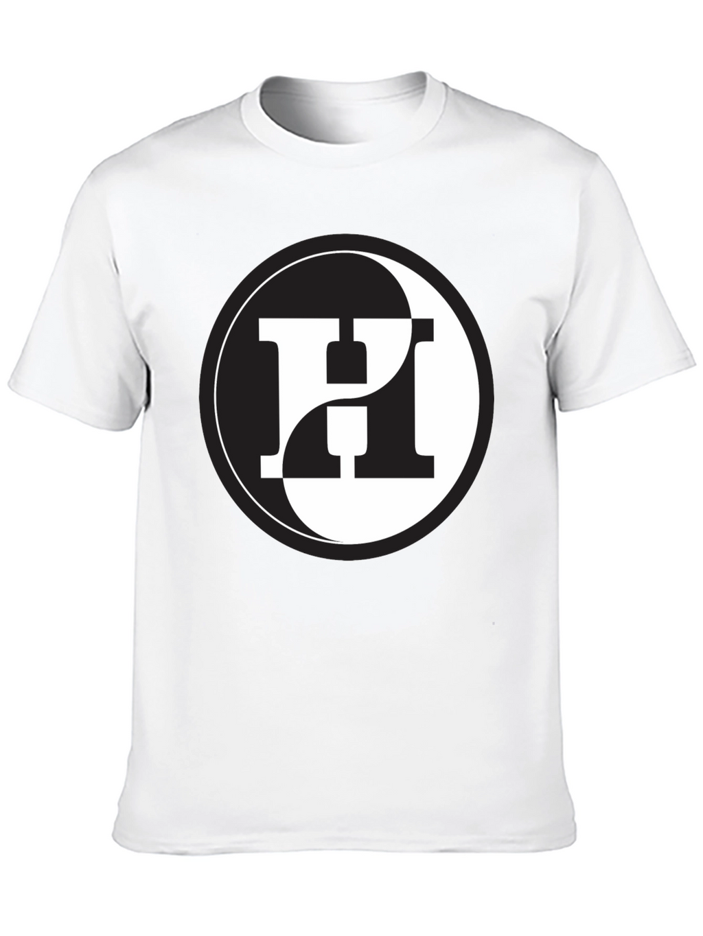 Yin Yang H Letter Graphic Black T-Shirt