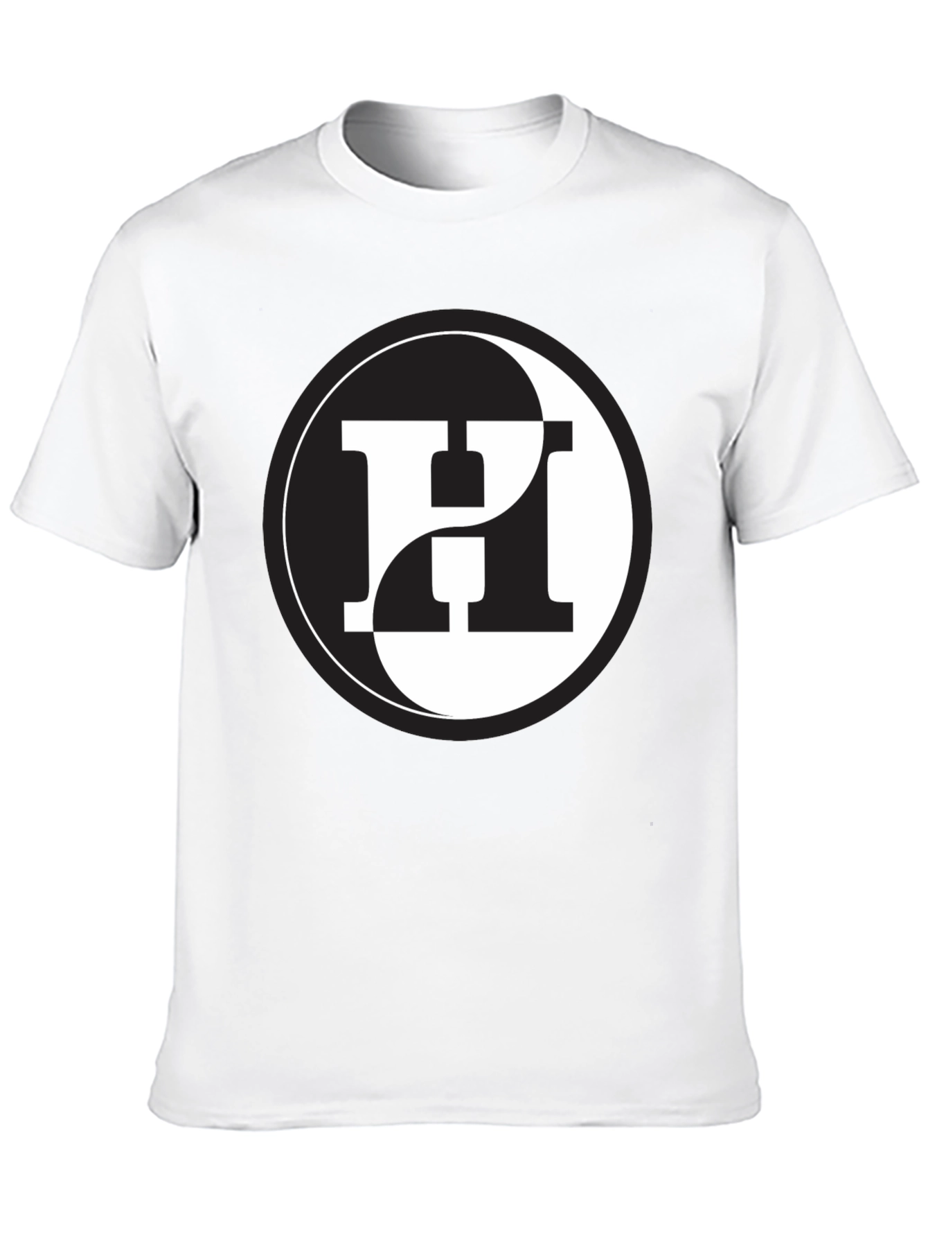 Yin Yang H Letter Graphic Black T-Shirt
