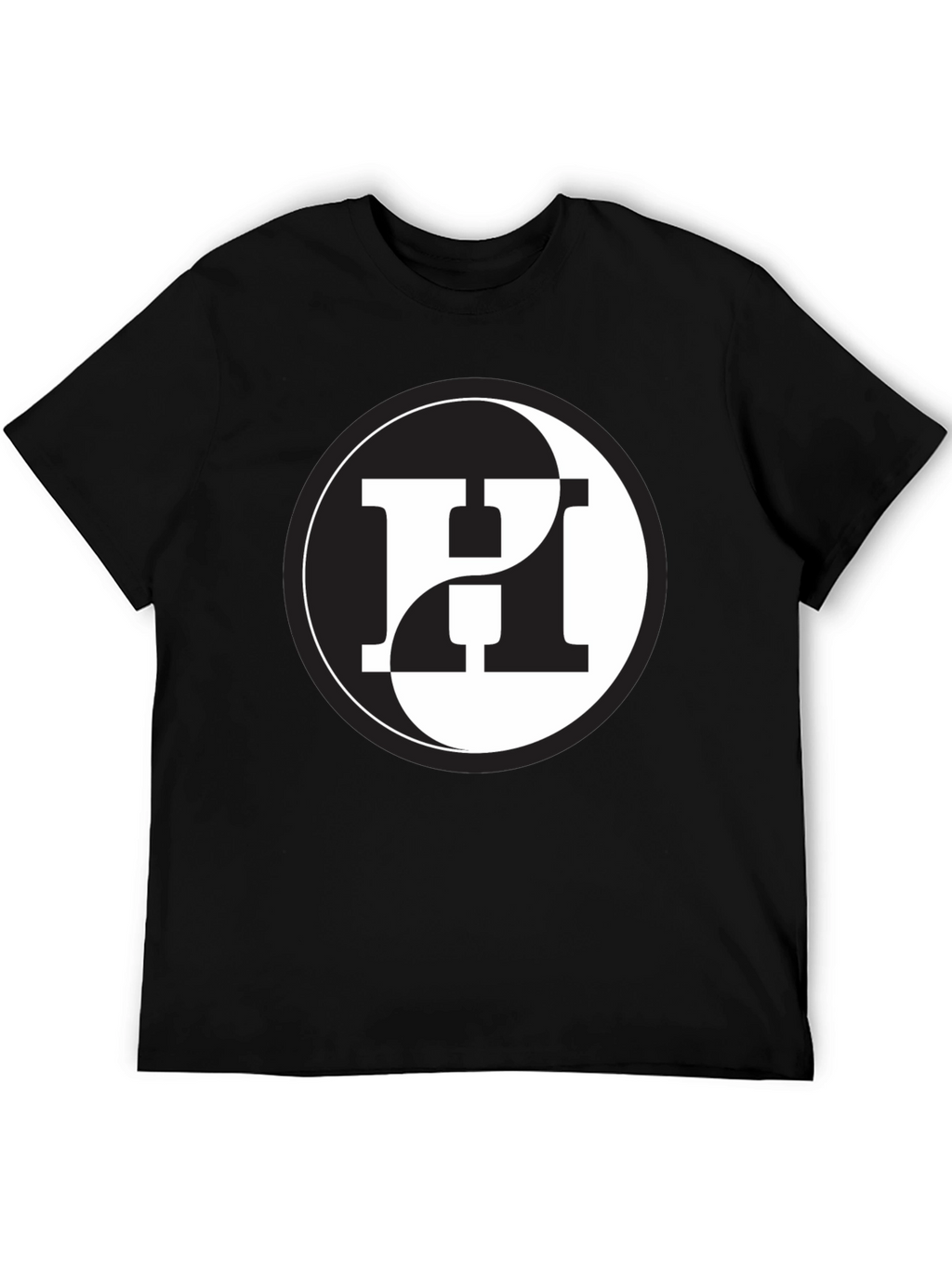 Yin Yang H Letter Graphic Black T-Shirt