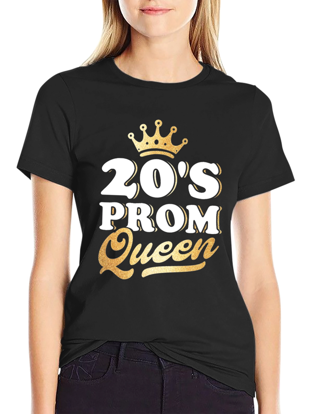 20s Prom Queen T-Shirt - Gold Crown Design