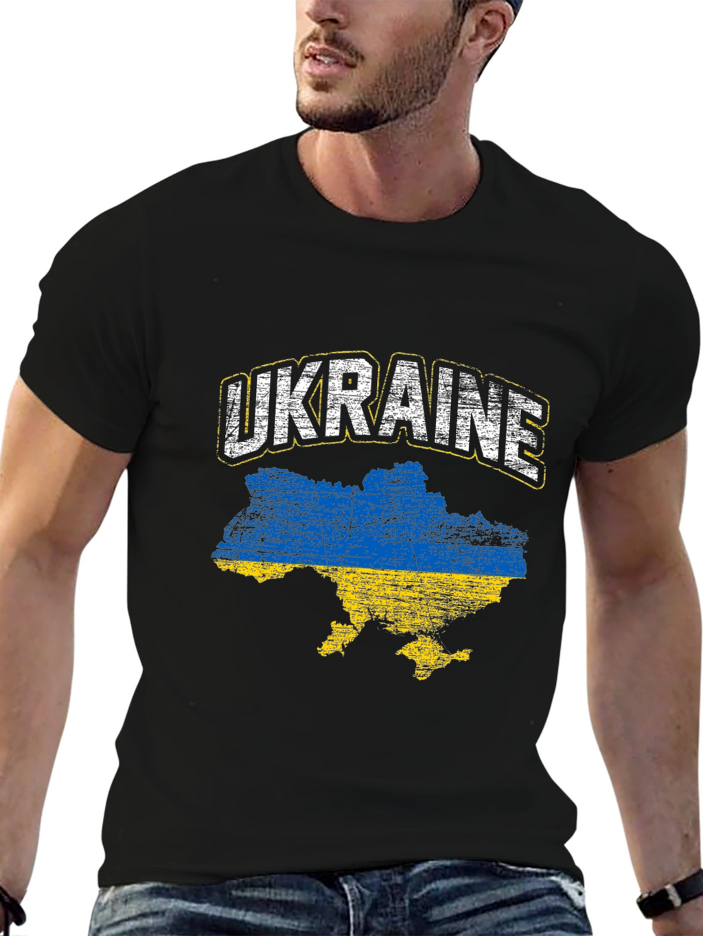 Ukraine Flag Map T-Shirt - Black