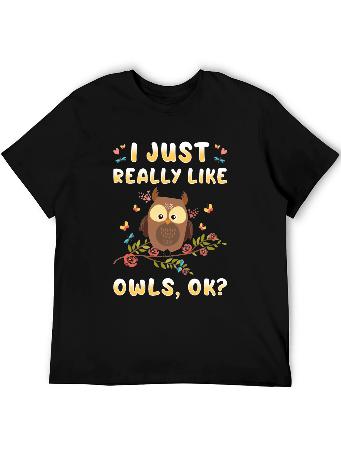 I Just Really Like Owls T-Shirt - Black