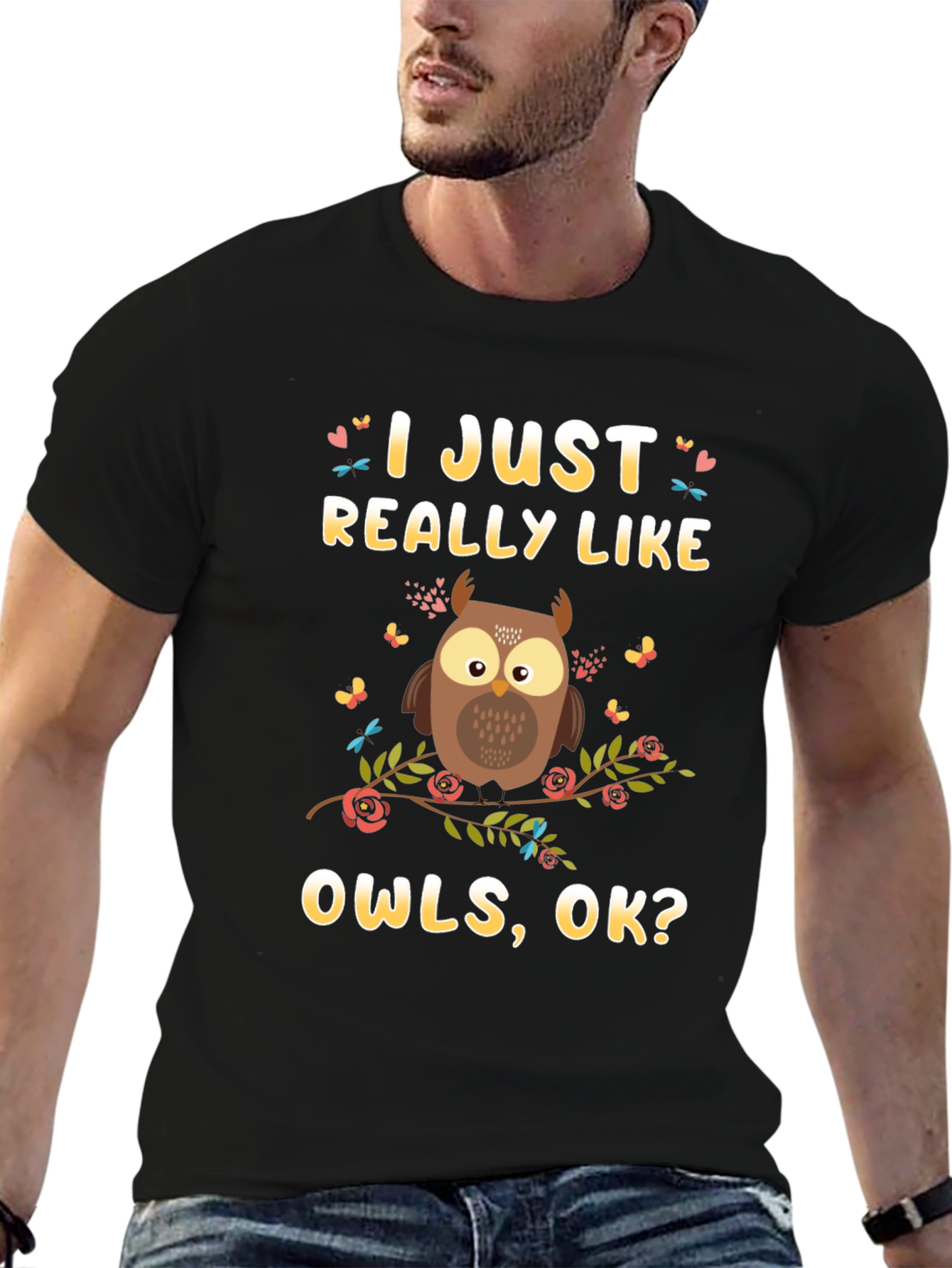 I Just Really Like Owls T-Shirt - Black