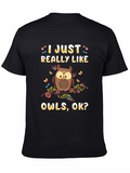 I Just Really Like Owls T-Shirt - Black