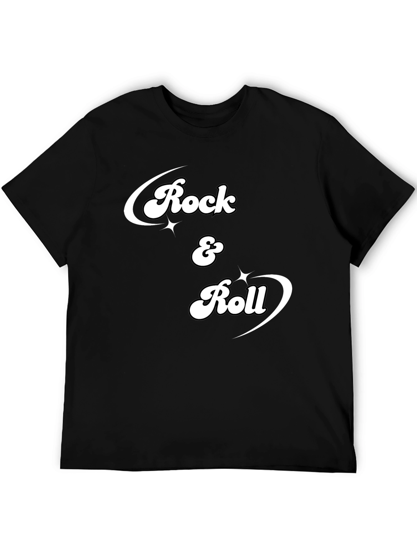 Rock & Roll Graphic Tee - Retro Style Black T-Shirt