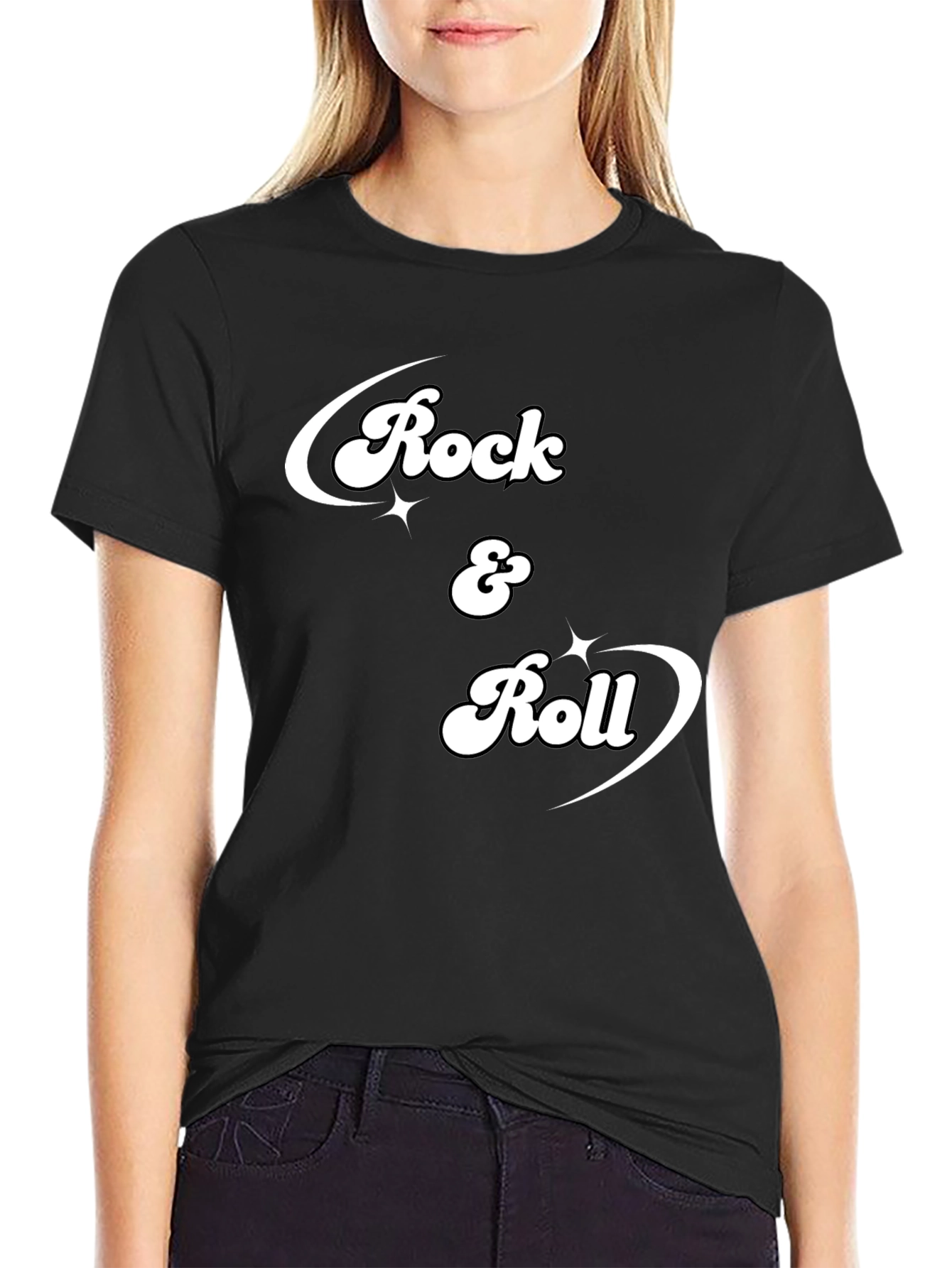 Rock & Roll Graphic Tee - Retro Style Black T-Shirt