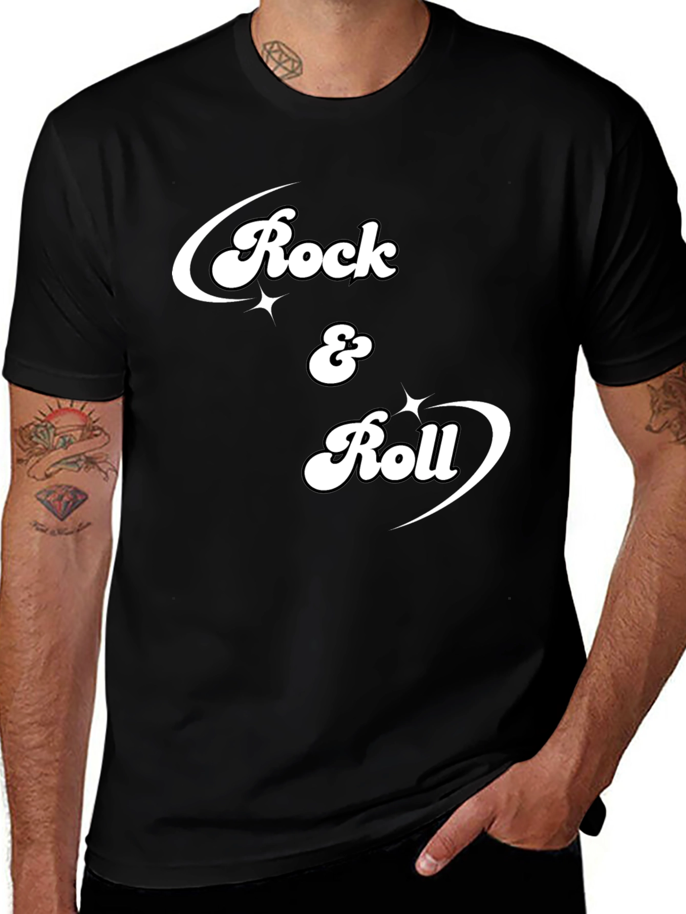 Rock & Roll Graphic Tee - Retro Style Black T-Shirt