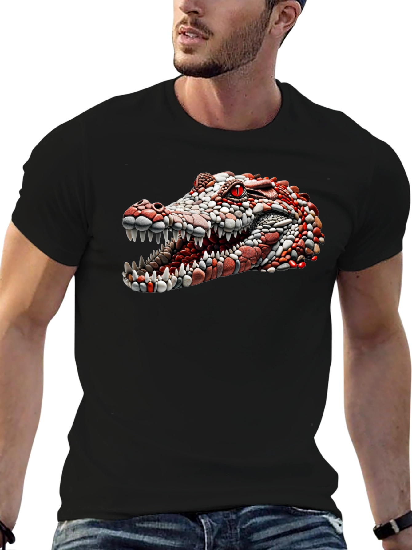 Crocodile Head Graphic Black T-Shirt