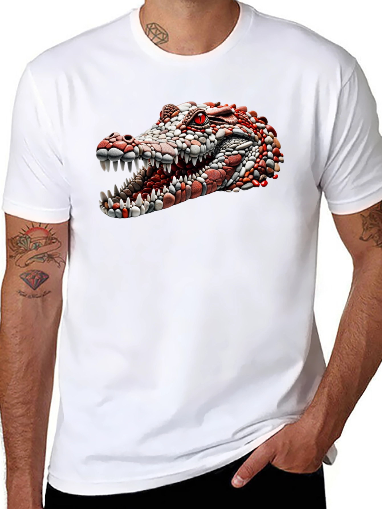 Crocodile Head Graphic Black T-Shirt