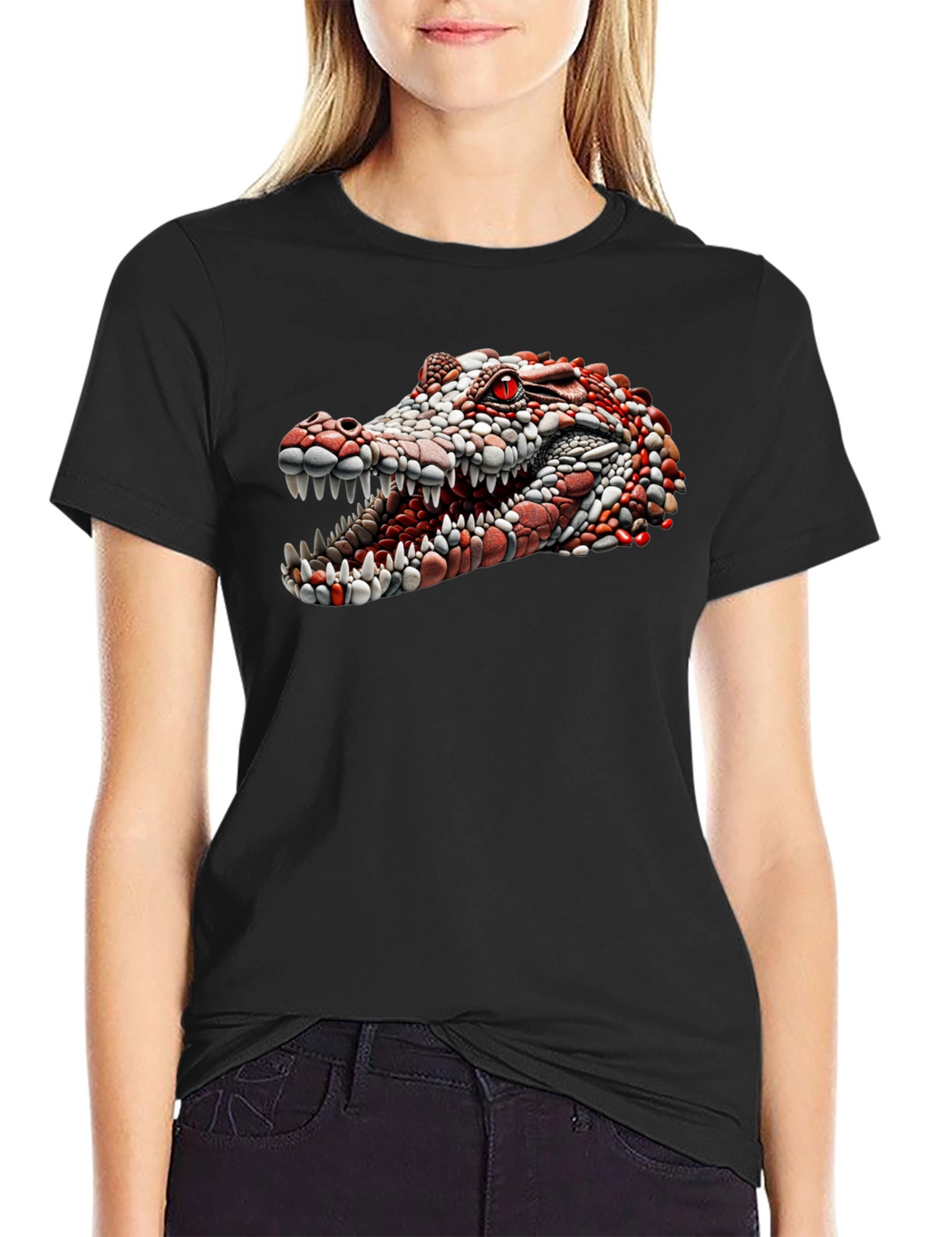 Crocodile Head Graphic Black T-Shirt