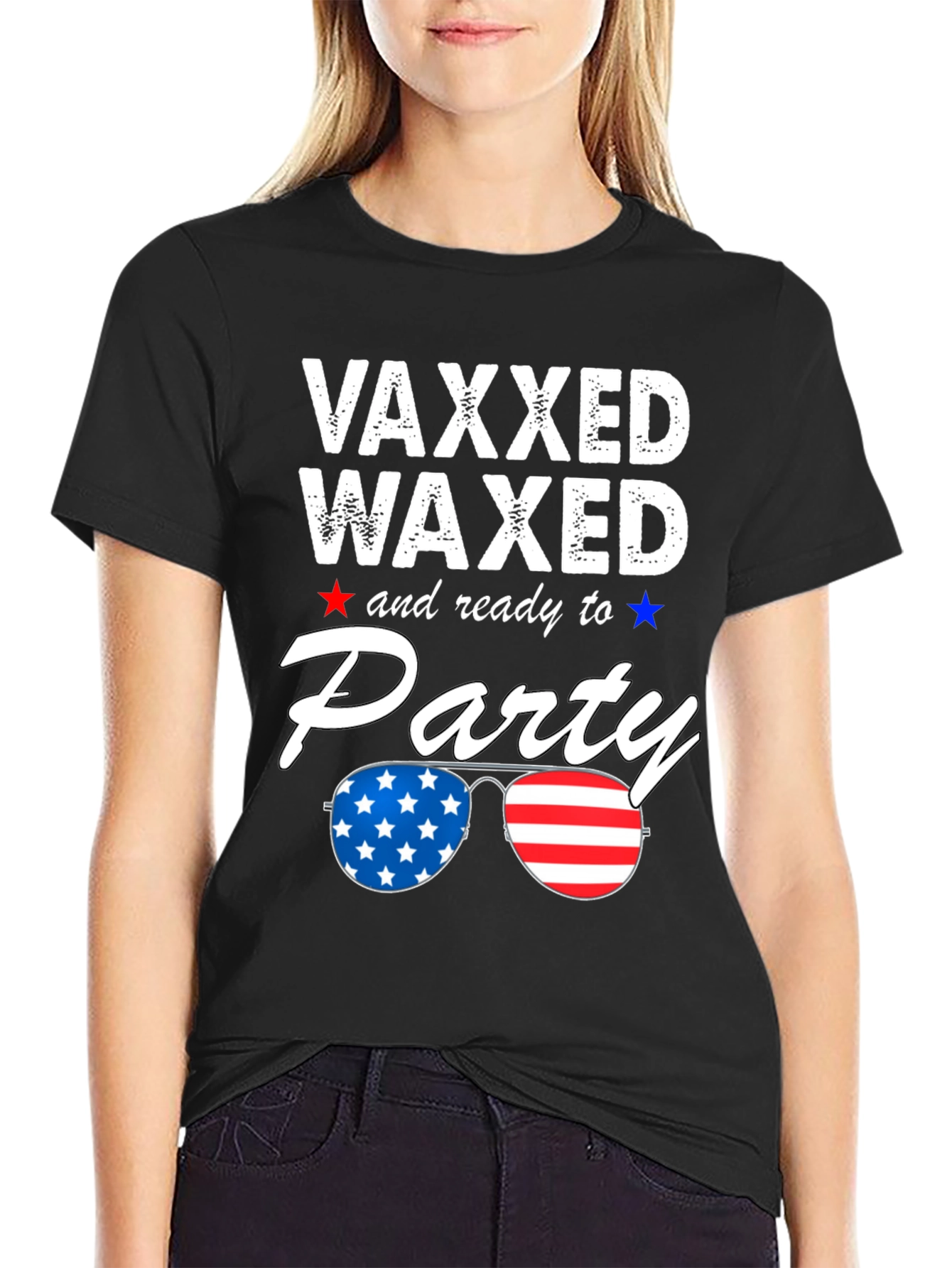 Vaxxed Waxed Ready to Party Patriotic Tee