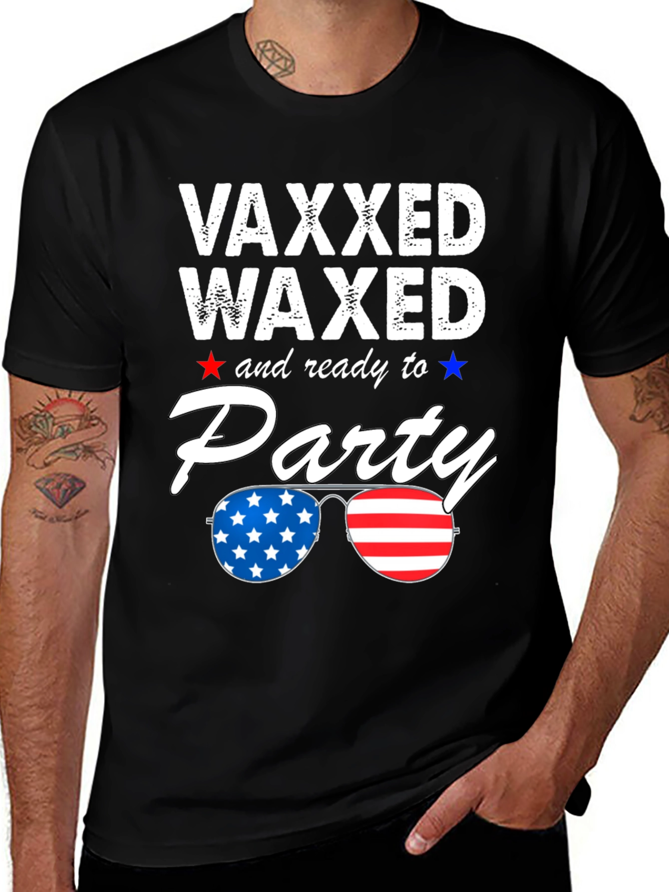 Vaxxed Waxed Ready to Party Patriotic Tee