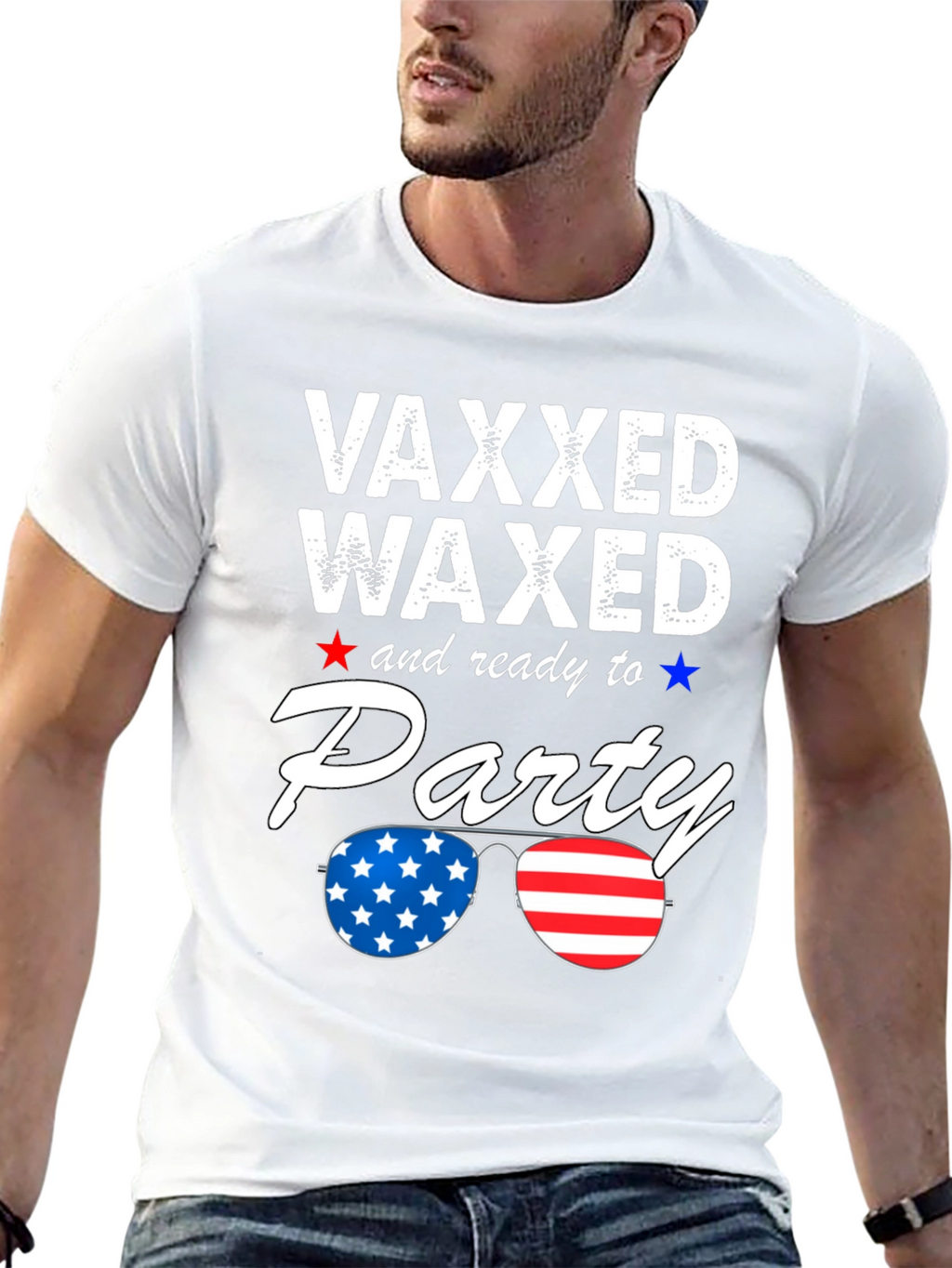Vaxxed Waxed Ready to Party Patriotic Tee