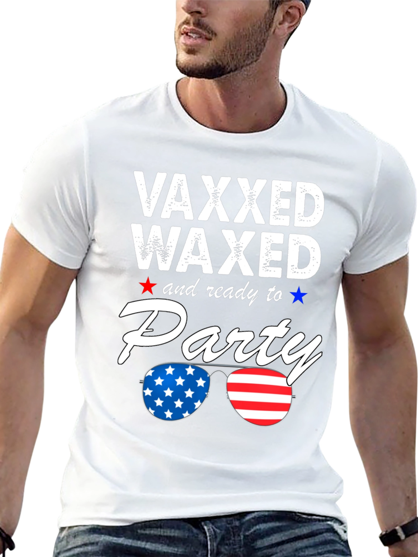 Vaxxed Waxed Ready to Party Patriotic Tee