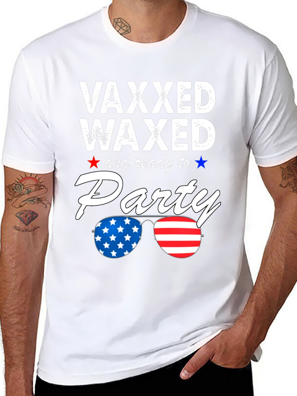 Vaxxed Waxed Ready to Party Patriotic Tee