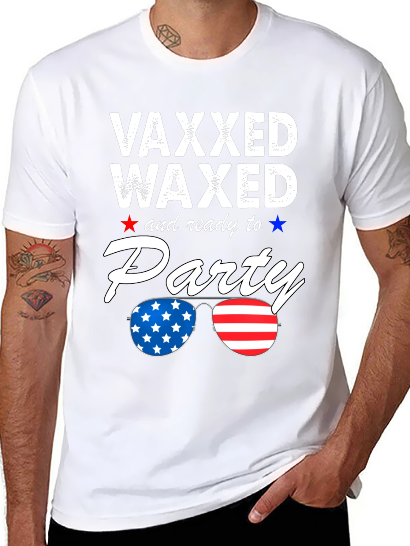 Vaxxed Waxed Ready to Party Patriotic Tee
