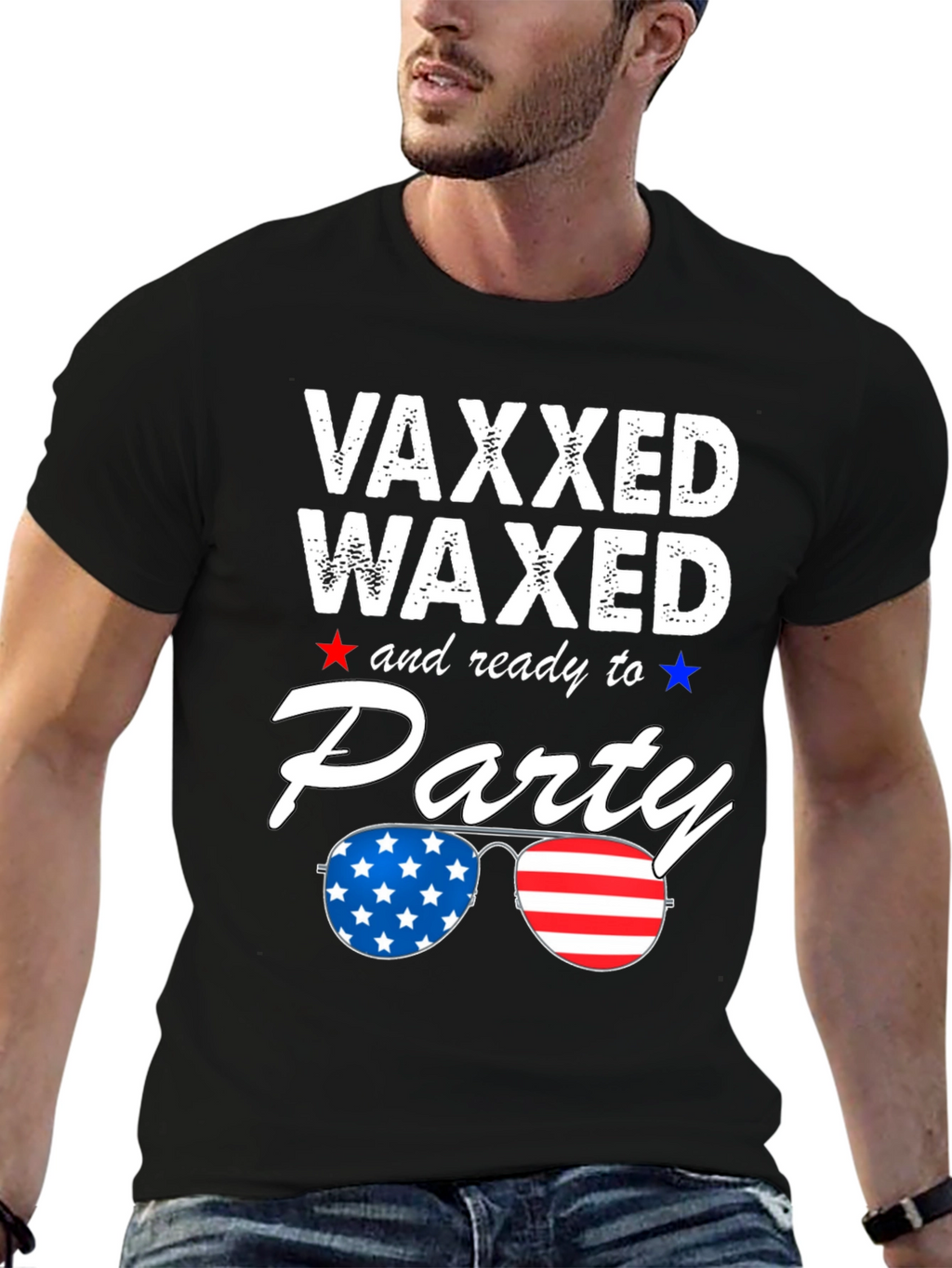 Vaxxed Waxed Ready to Party Patriotic Tee