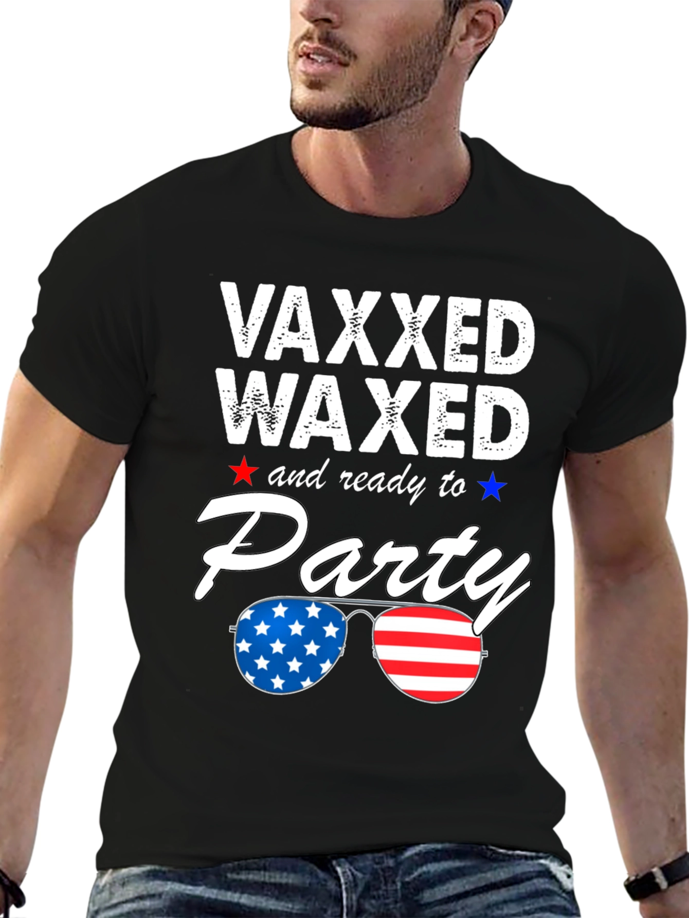 Vaxxed Waxed Ready to Party Patriotic Tee