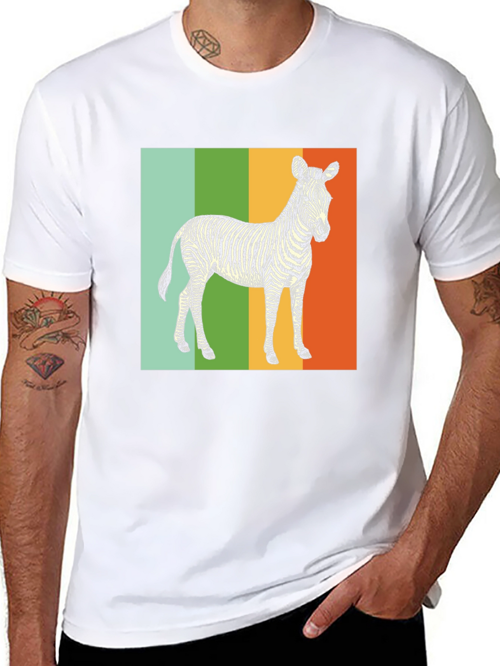 Retro Zebra Graphic Tee - Unique Animal Print Shirt