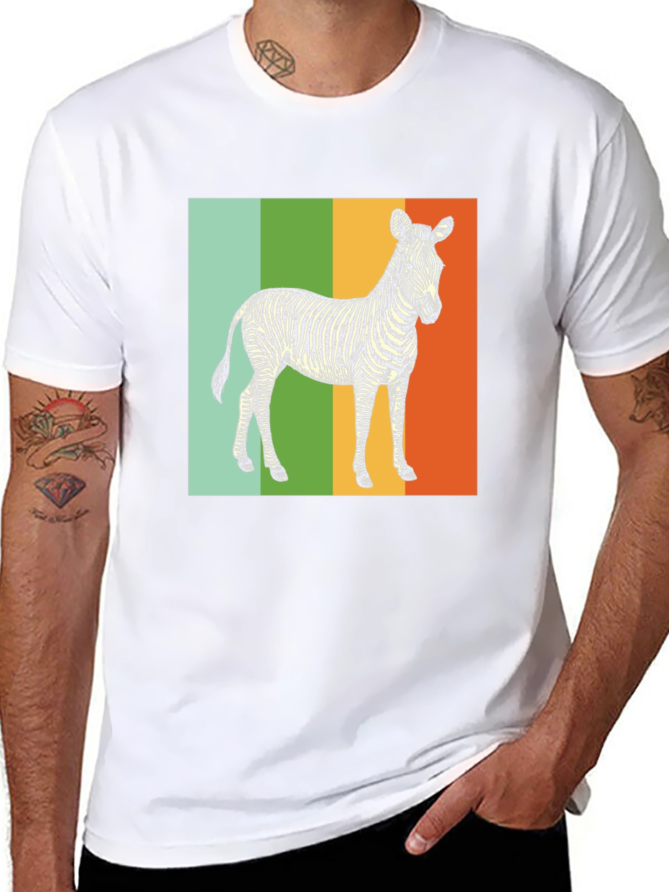 Retro Zebra Graphic Tee - Unique Animal Print Shirt
