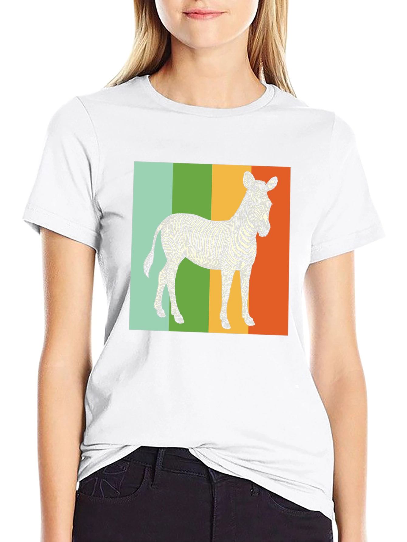 Retro Zebra Graphic Tee - Unique Animal Print Shirt