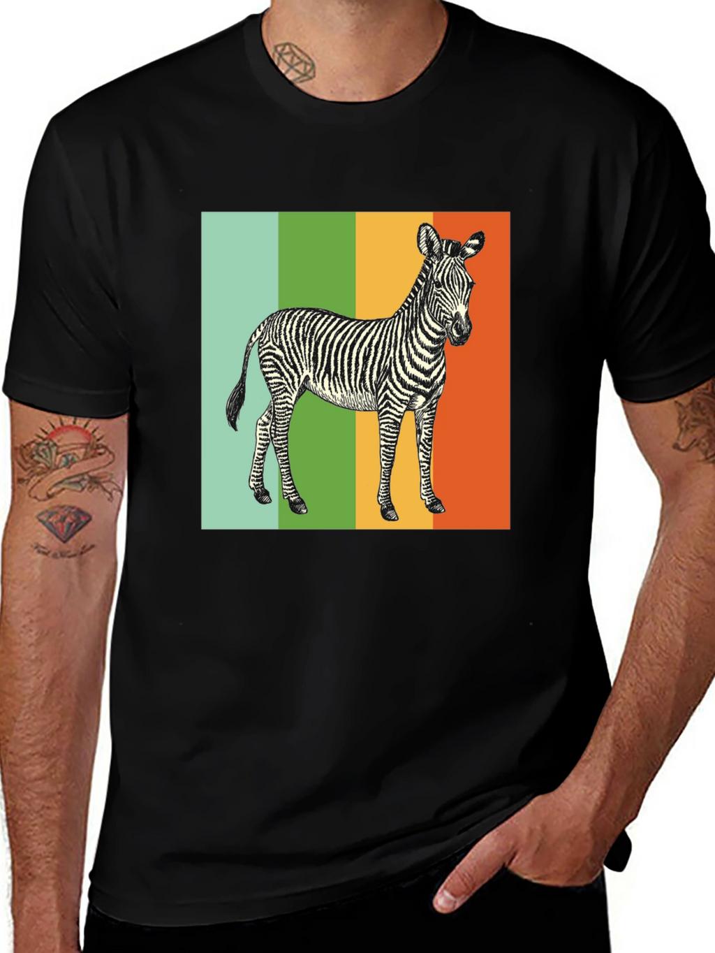 Retro Zebra Graphic Tee - Unique Animal Print Shirt