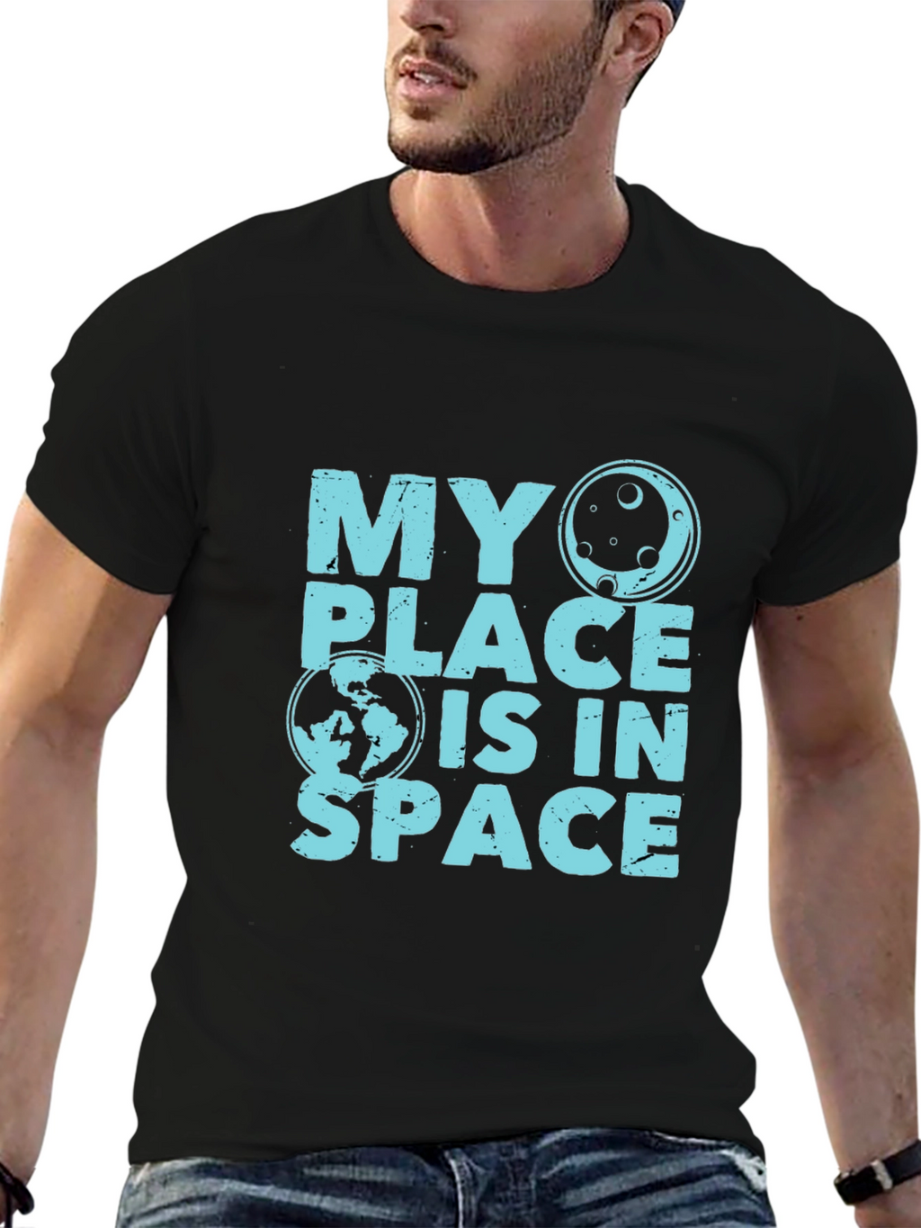 My Place Is In Space Black T-Shirt