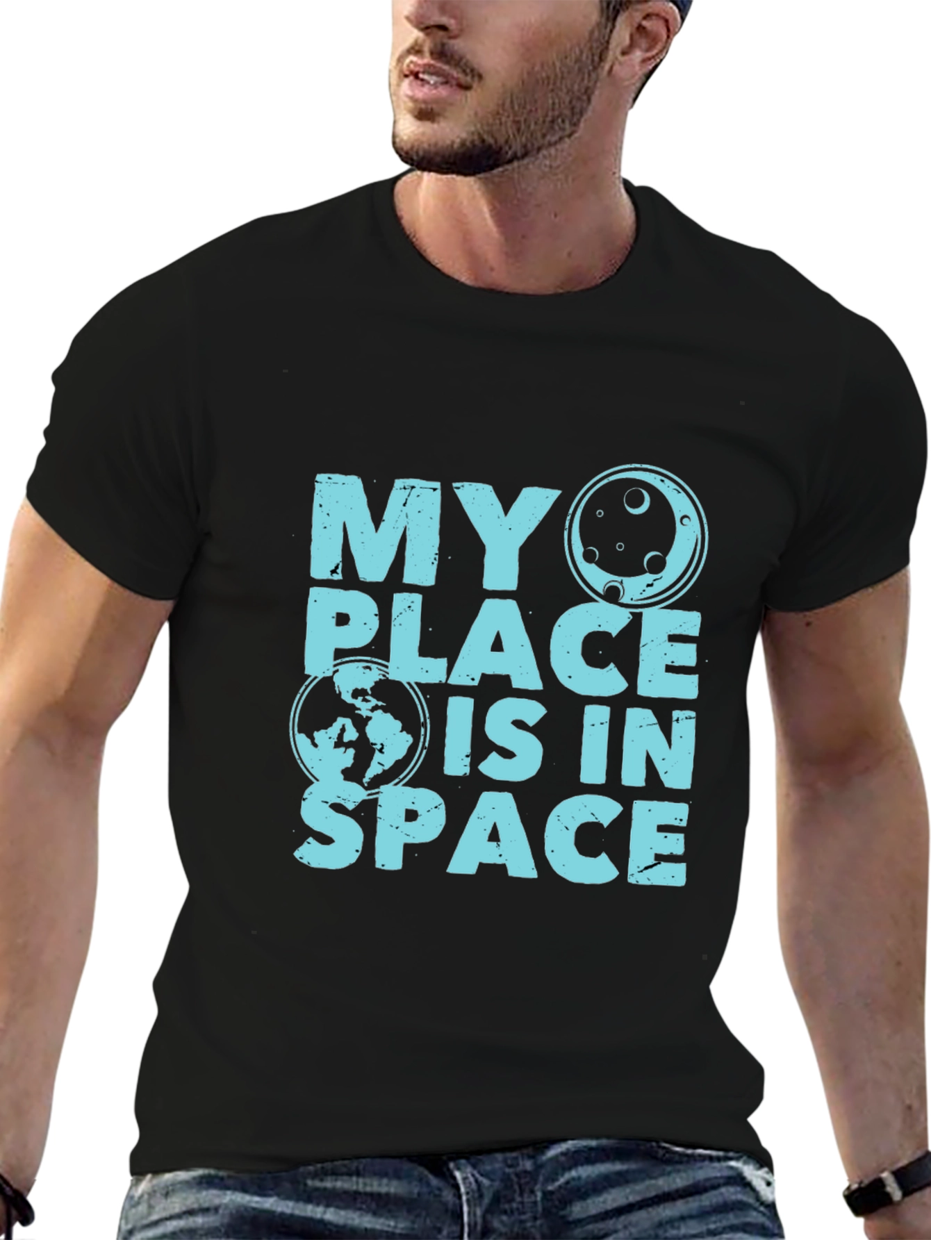 My Place Is In Space Black T-Shirt