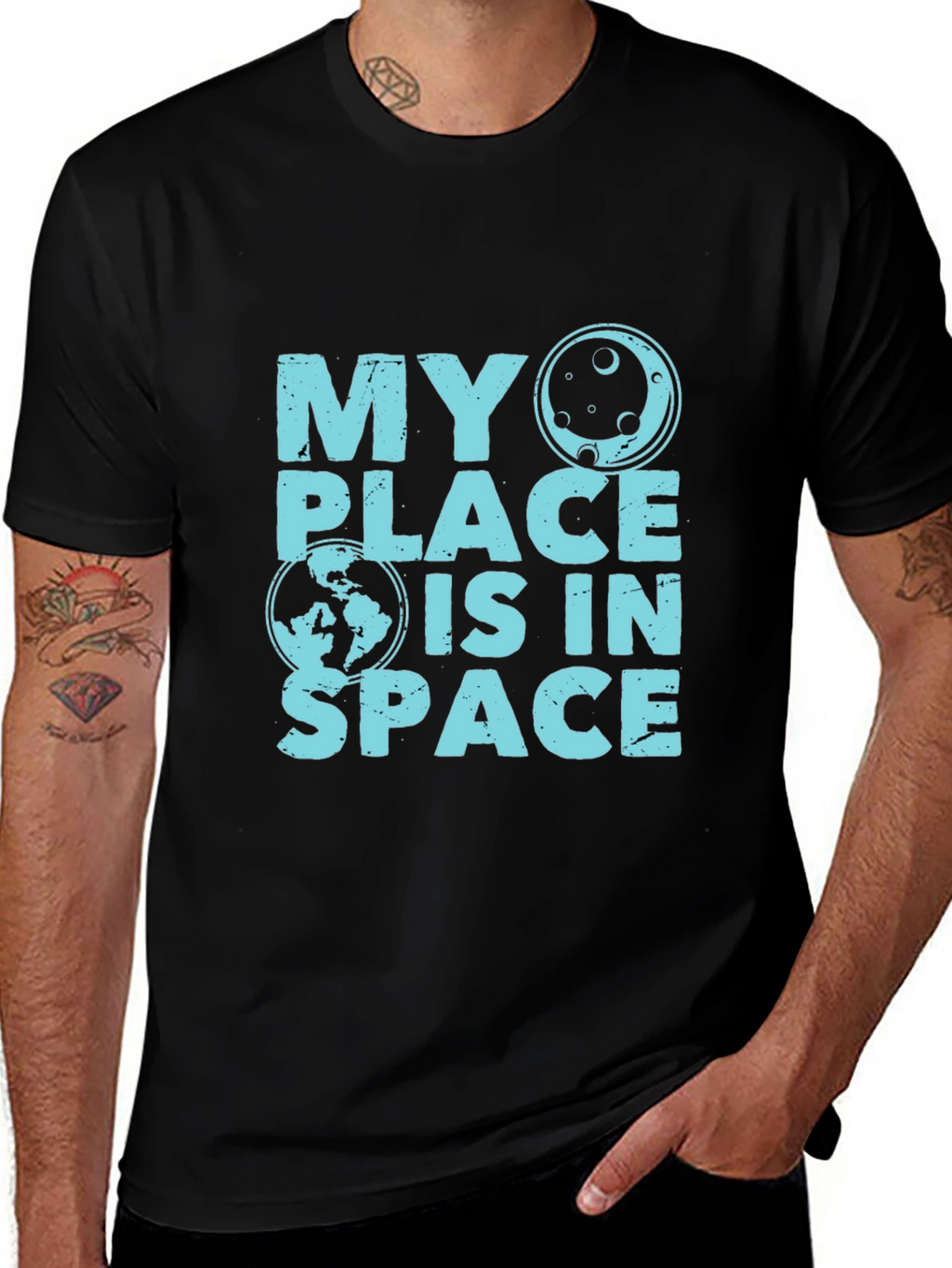 My Place Is In Space Black T-Shirt