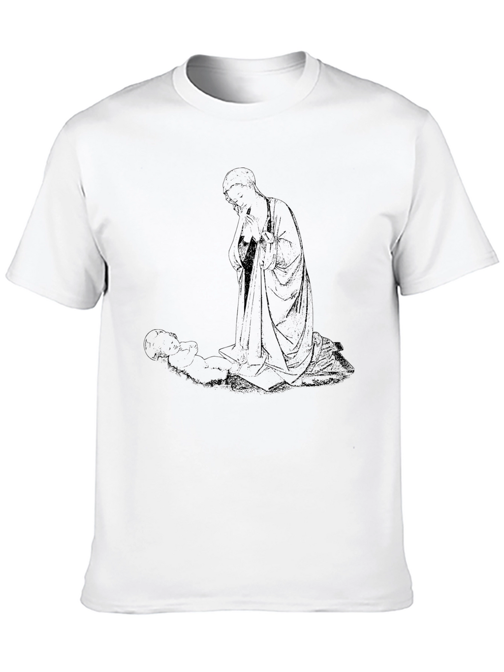 Monk and Child Black T-Shirt - Unique Graphic Tee