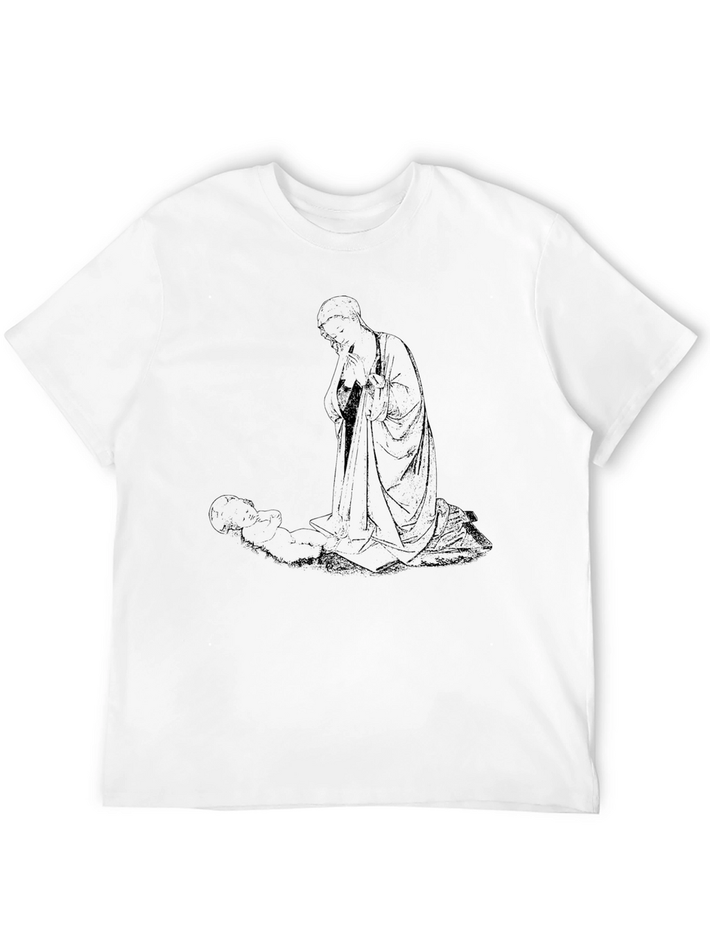 Monk and Child Black T-Shirt - Unique Graphic Tee