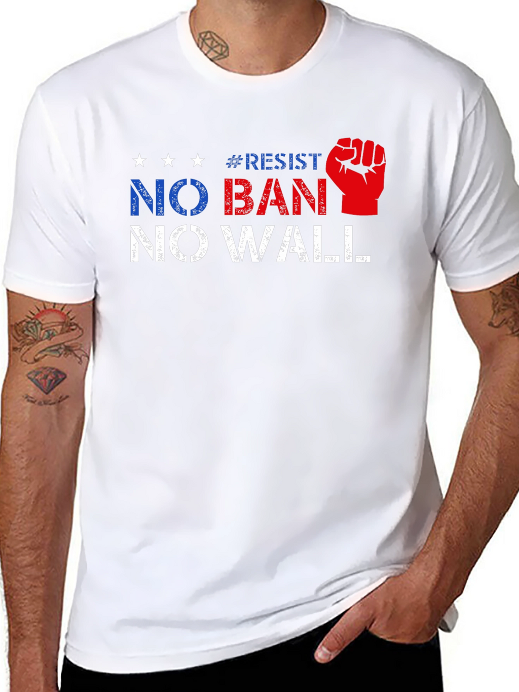 Resist No Ban No Wall Political T-Shirt